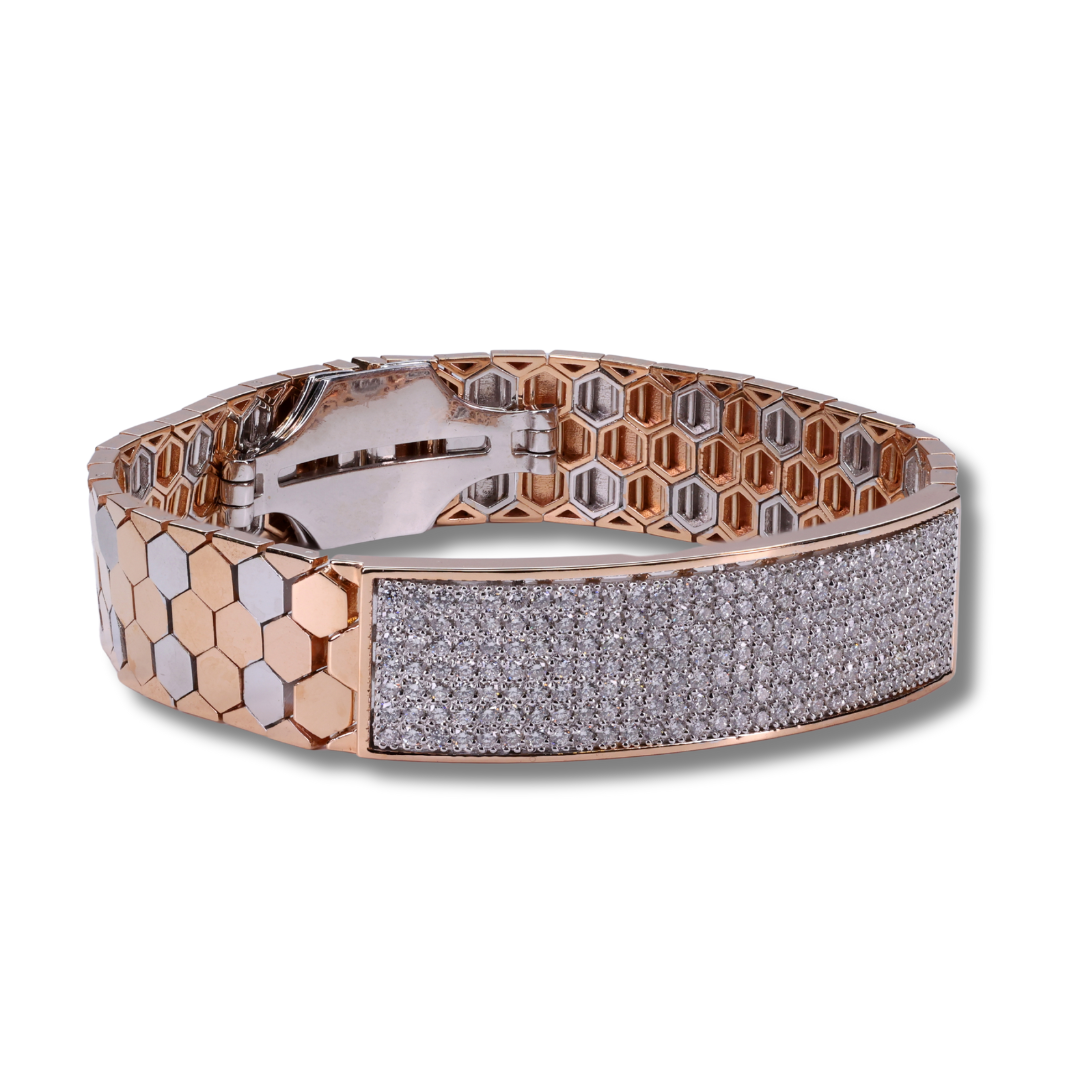 Radiant Honeycomb Diamond Bracelet in 18K Rose & White Gold