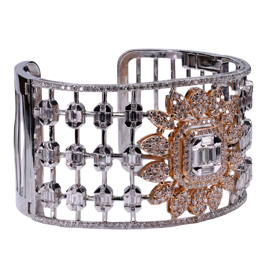 Diamond Blossom Bangle in 18K White Gold