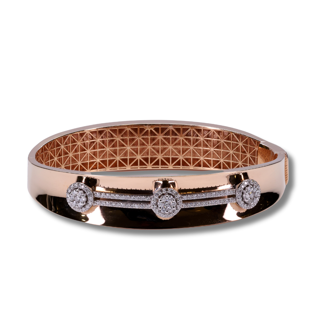 Trinity Sparkle Diamond Bangle in 18K Rose Gold
