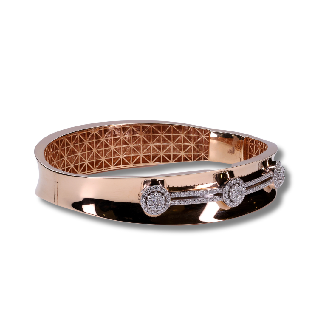 Trinity Sparkle Diamond Bangle in 18K Rose Gold