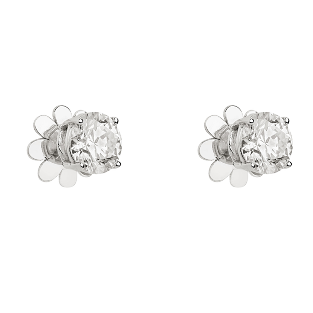Diamond Solitaire Stud Earrings in 18K White Gold