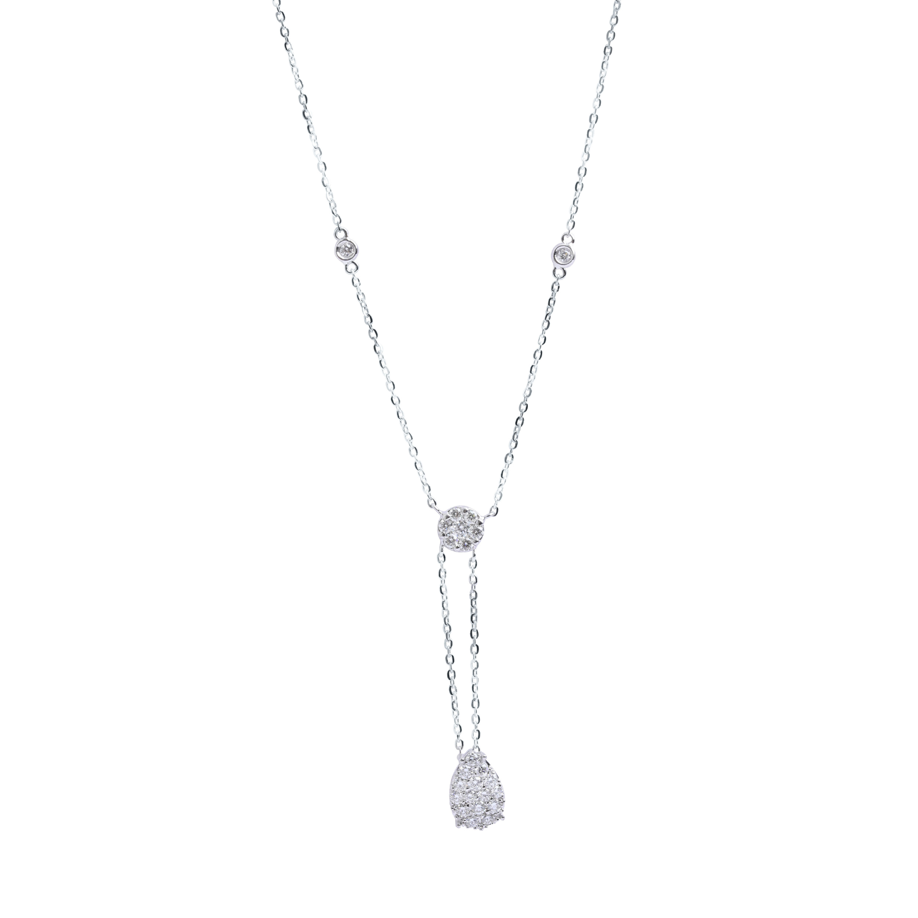 Double Illusion Pear Drop Diamond Necklace