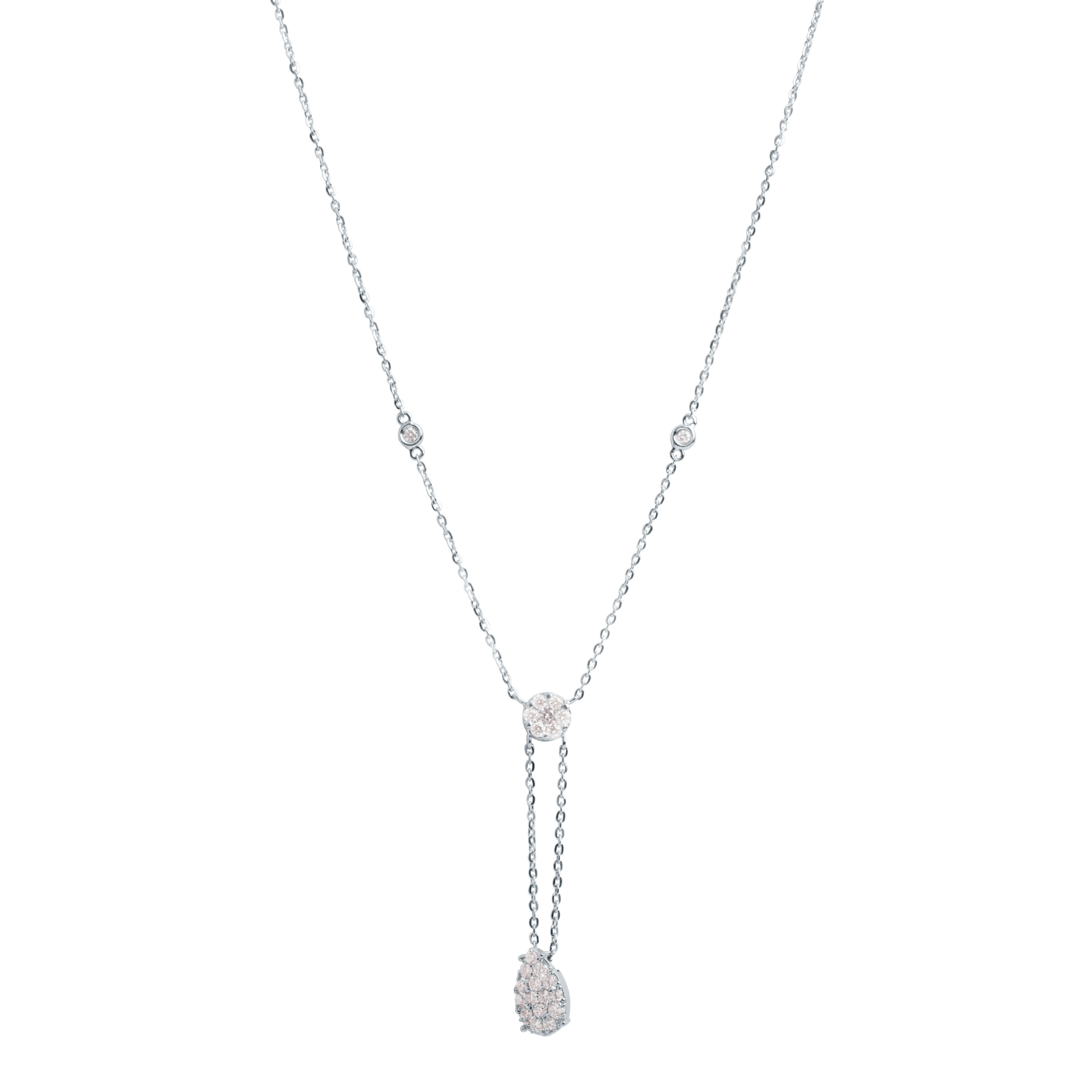 Double Illusion Pear Drop Diamond Necklace