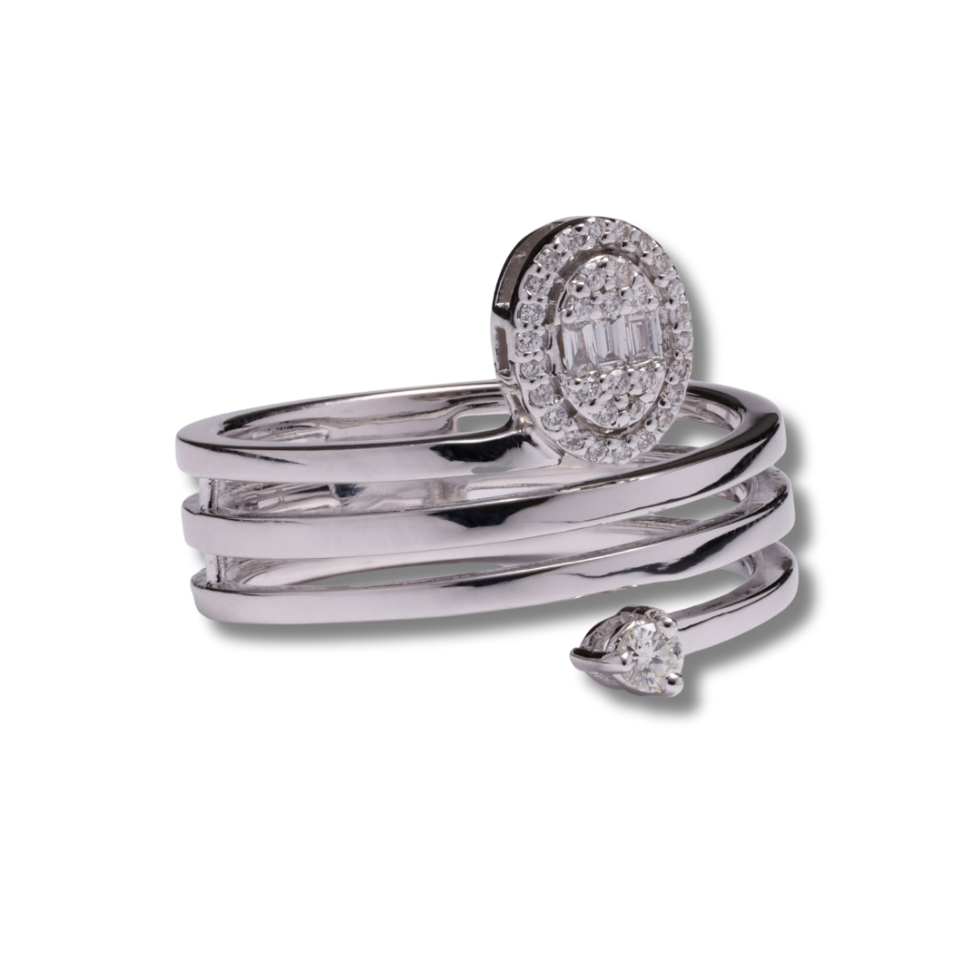 Lustrous Embrace Diamond Ring in 18K White Gold