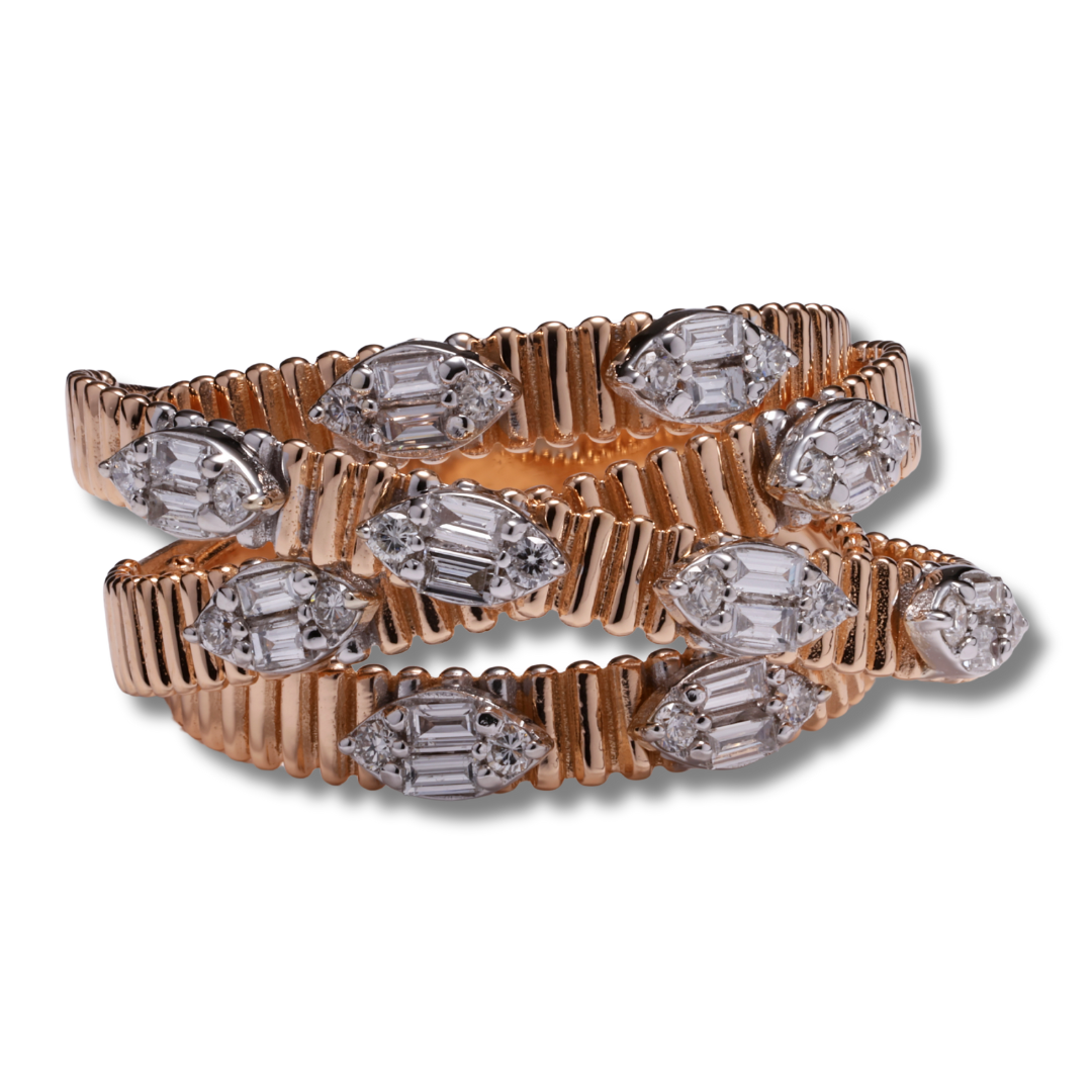 Intertwined Golden Brilliance 18K Rose Gold Ring