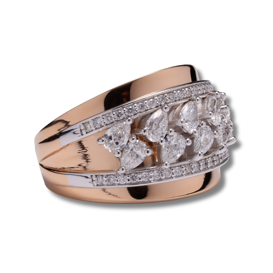 Pear Brilliance Diamond Ring in 18K Rose & White Gold