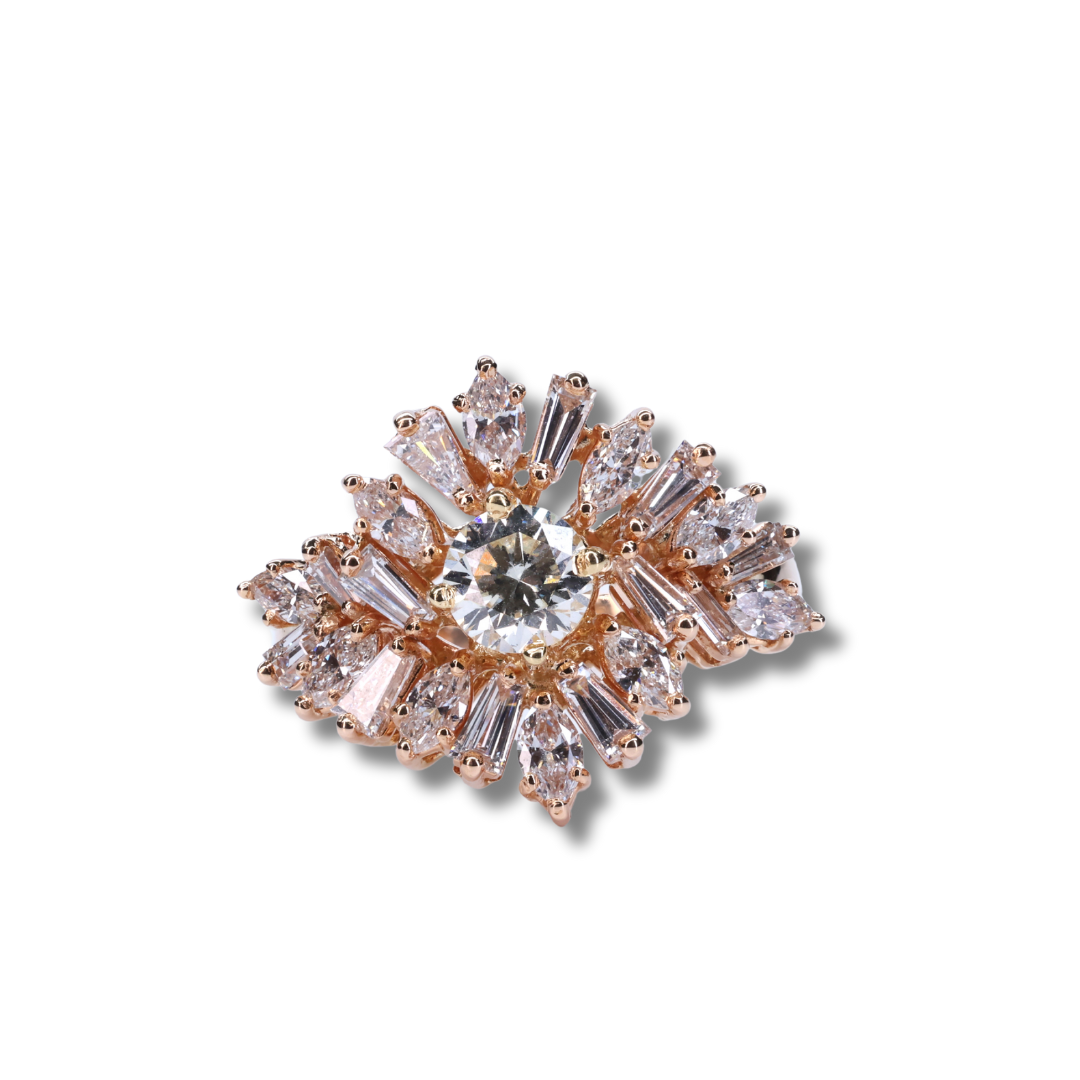 Radiant Blossom Diamond Ring in 18K Rose Gold