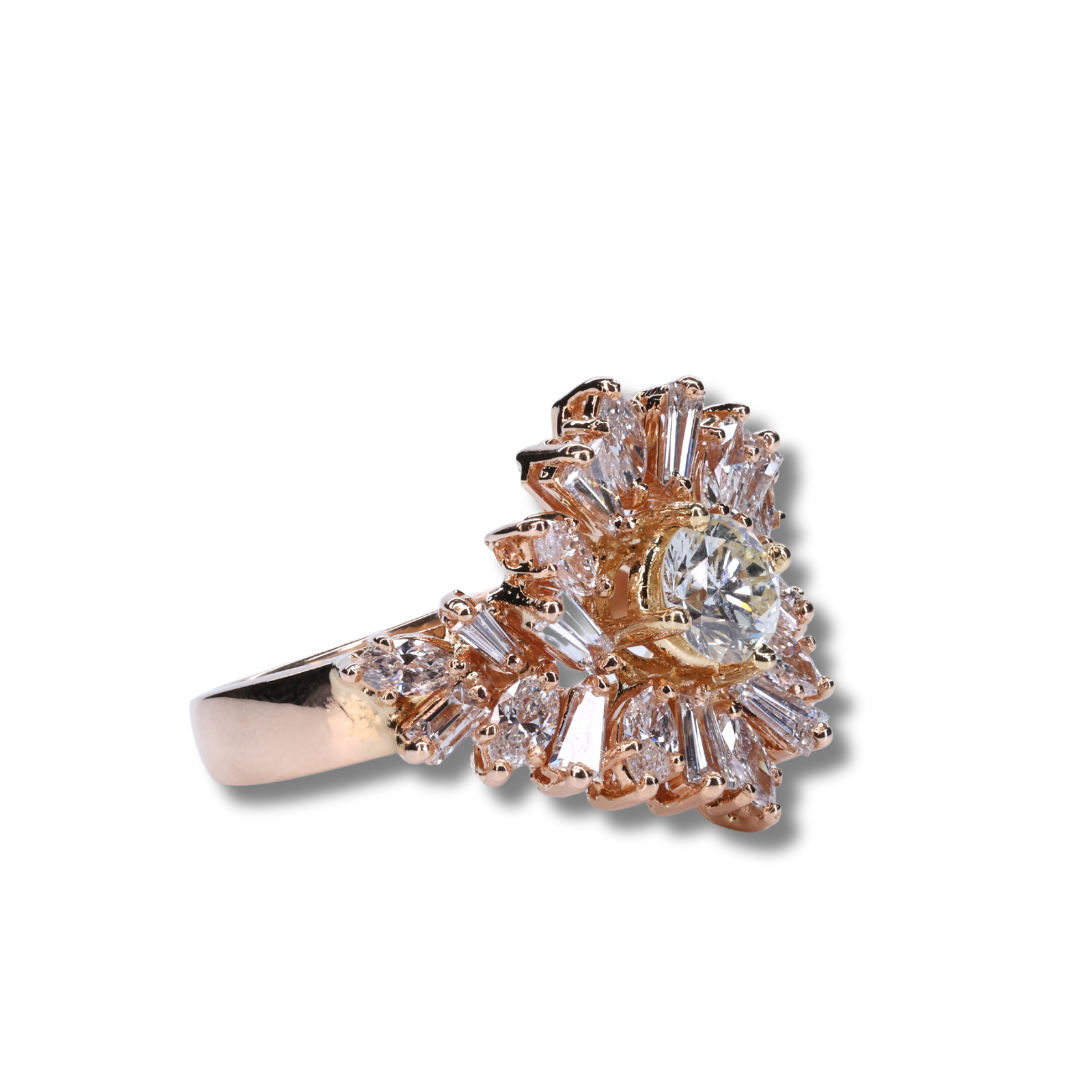Radiant Blossom Diamond Ring in 18K Rose Gold