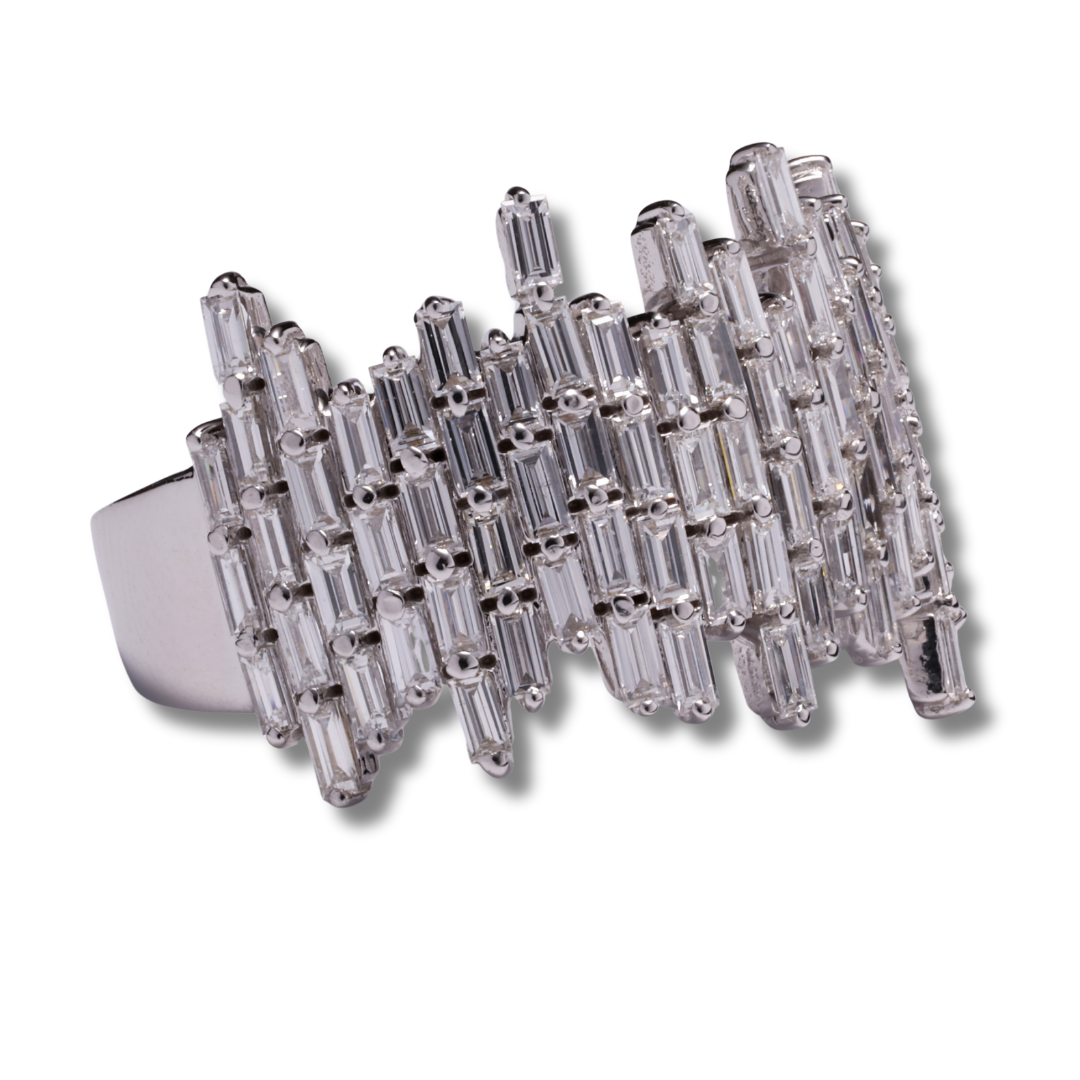 Celestial Cascade Ring in 18K White Gold