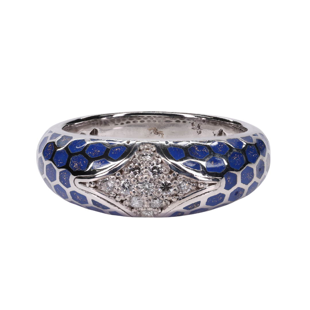 Shimering Blue Ocean Diamond Ring