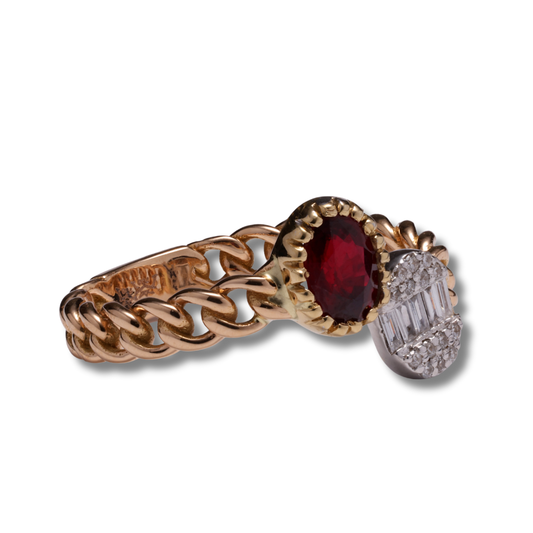 Ruby Luxe Diamond Chain Ring in 18K Rose Gold