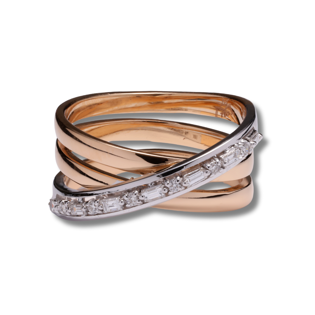 Ethereal Twist Diamond Ring in 18K Rose & White Gold