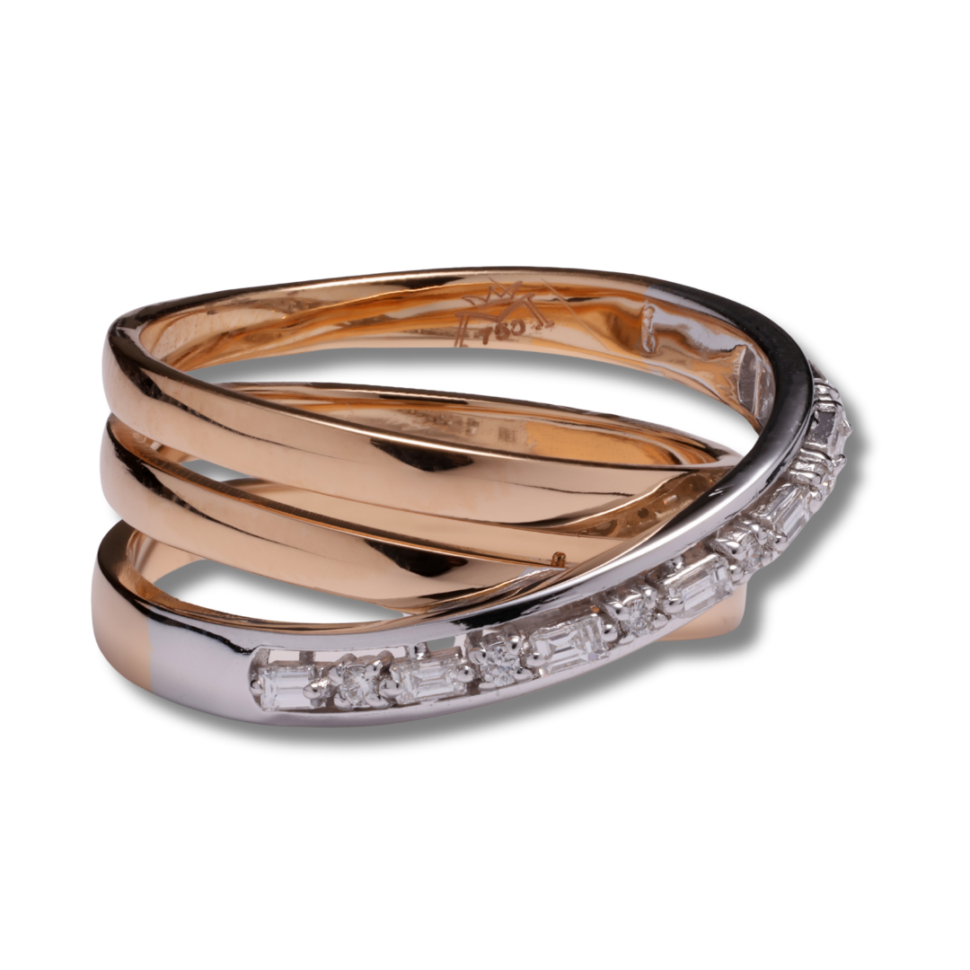 Ethereal Twist Diamond Ring in 18K Rose & White Gold