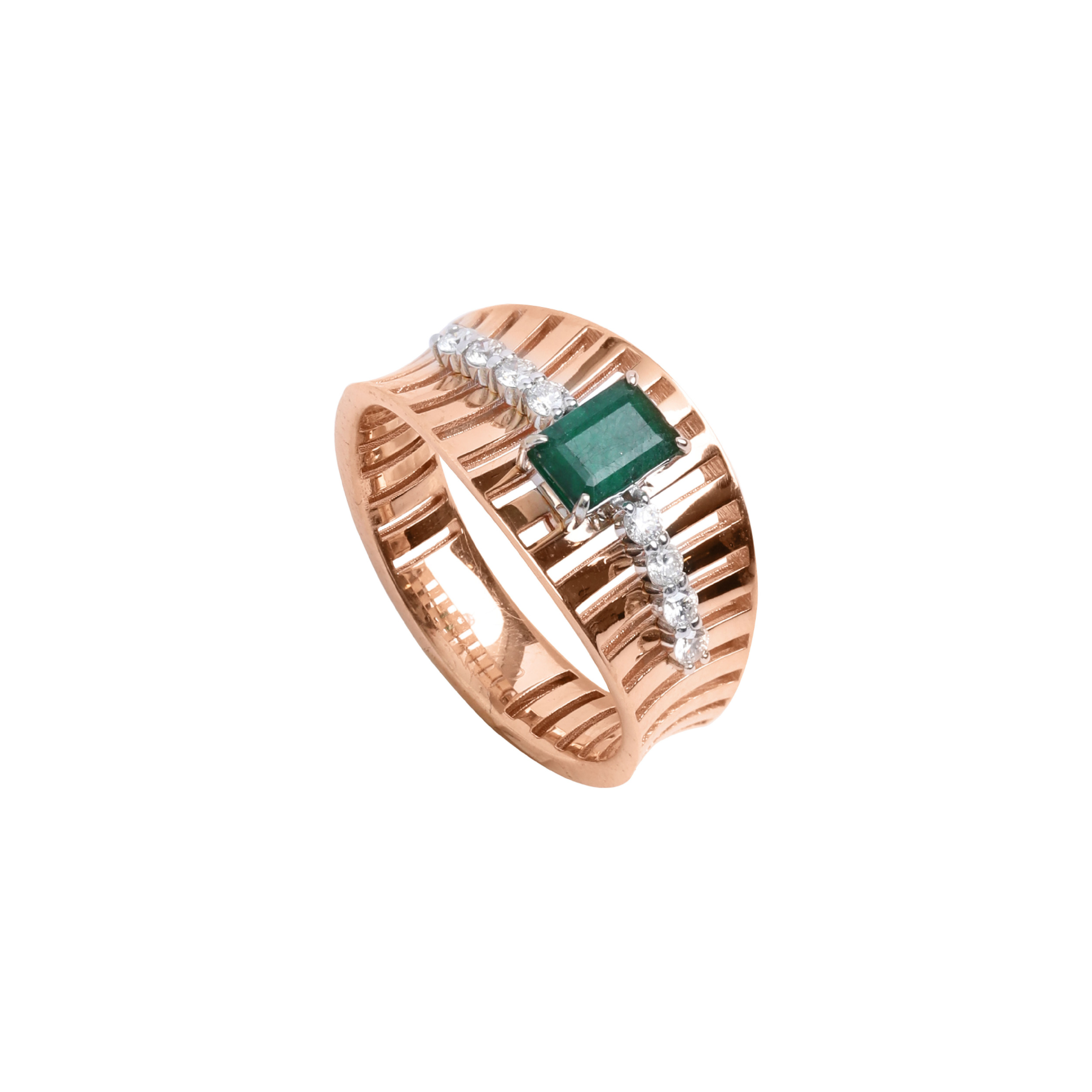 Diamond Rainbow Colored Sapphire Ring in 18K Yellow Gold