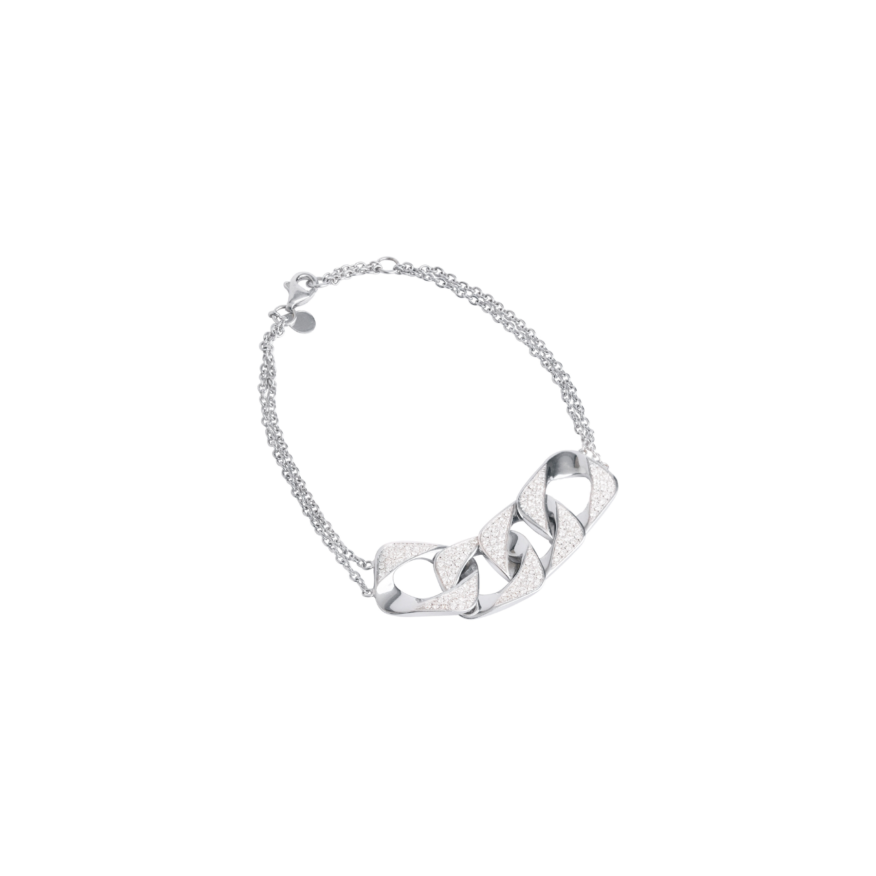 18K White Gold Double Linked Diamond Bracelet