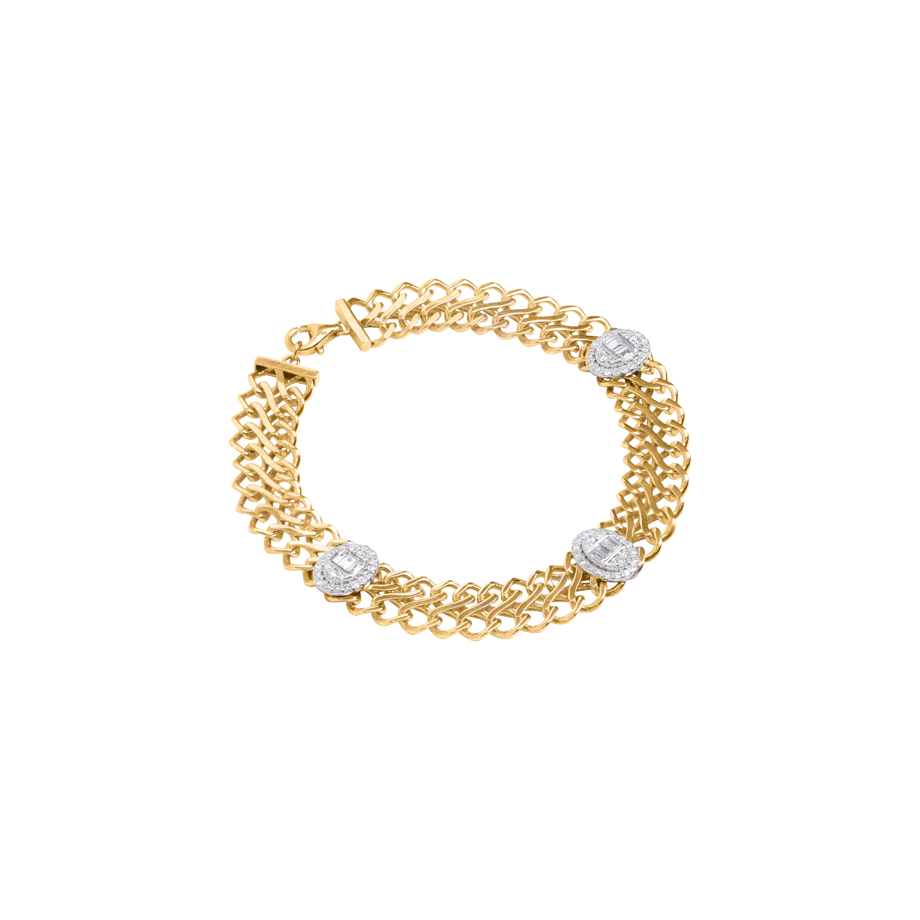 Oval Illusion Diamond in Cuban Chain