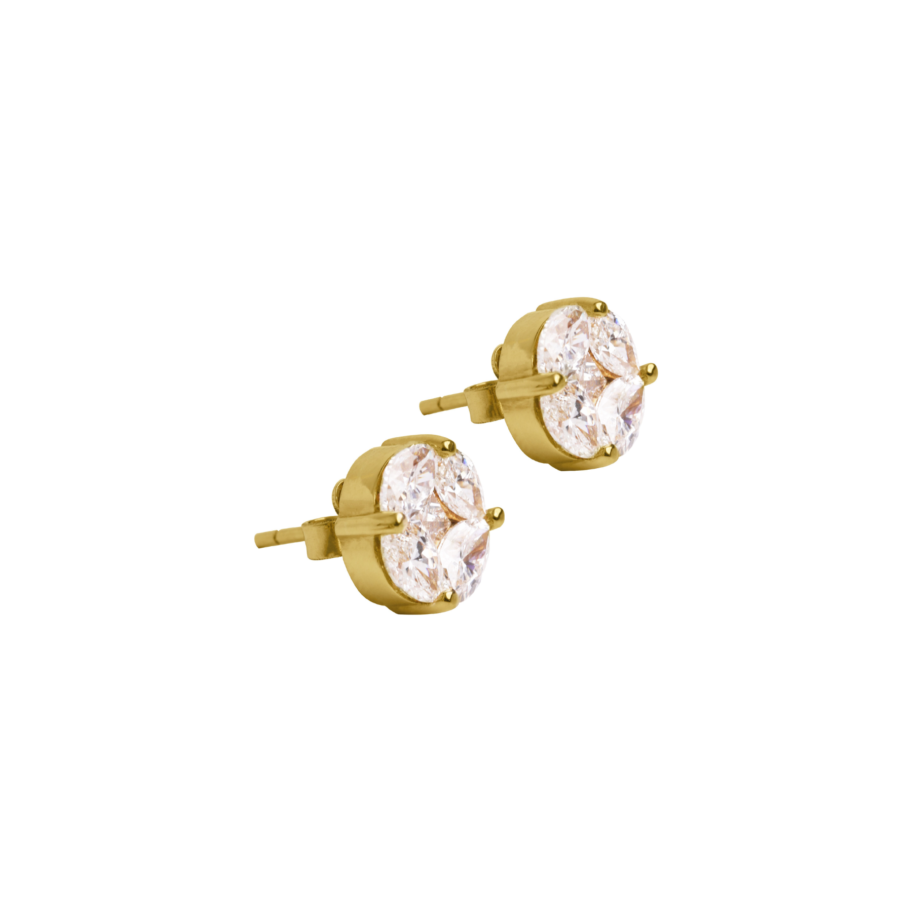 Mosaic Stud Earrings in 18K Yellow Gold