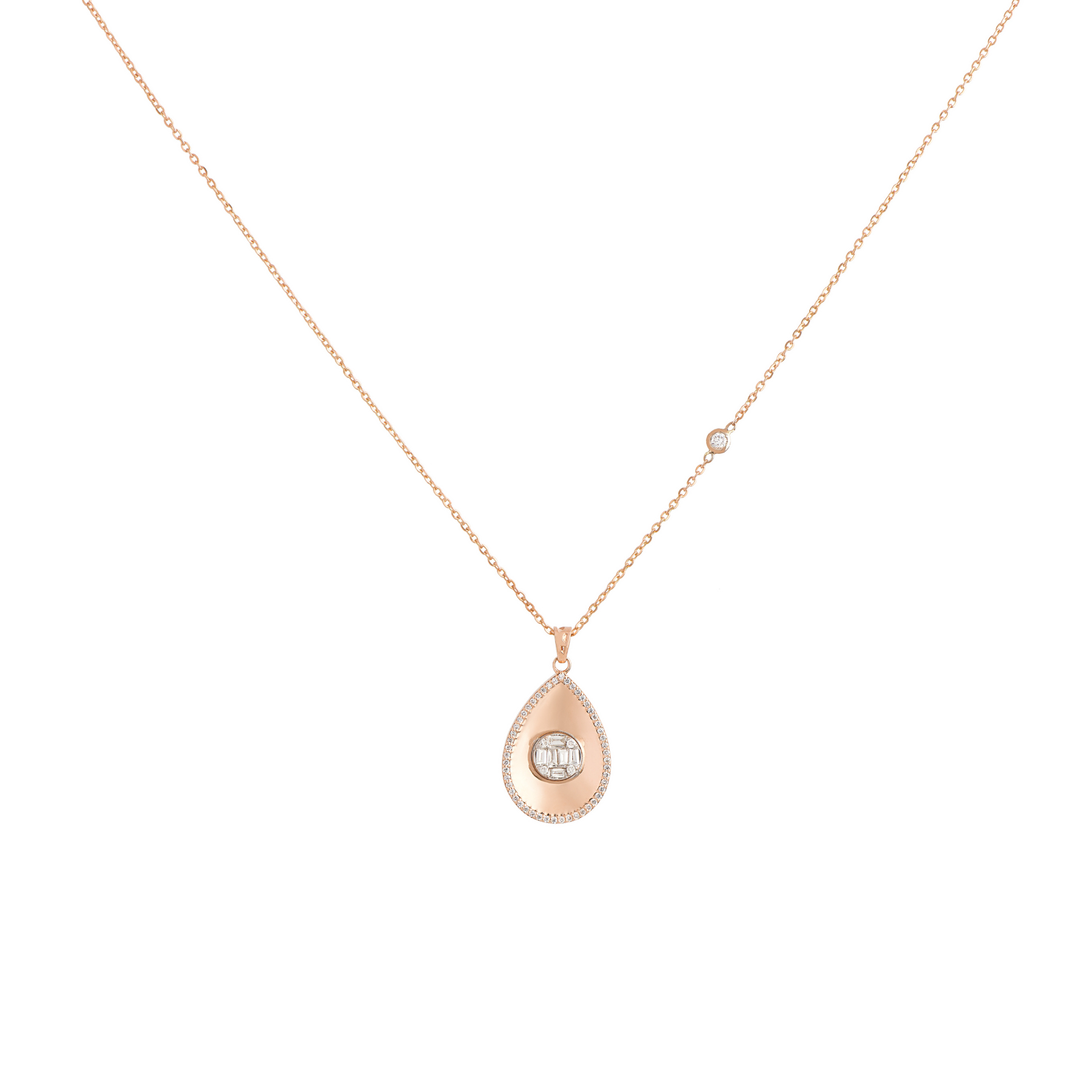 Pear Shaped Frame Pendant in 18K Rose Gold