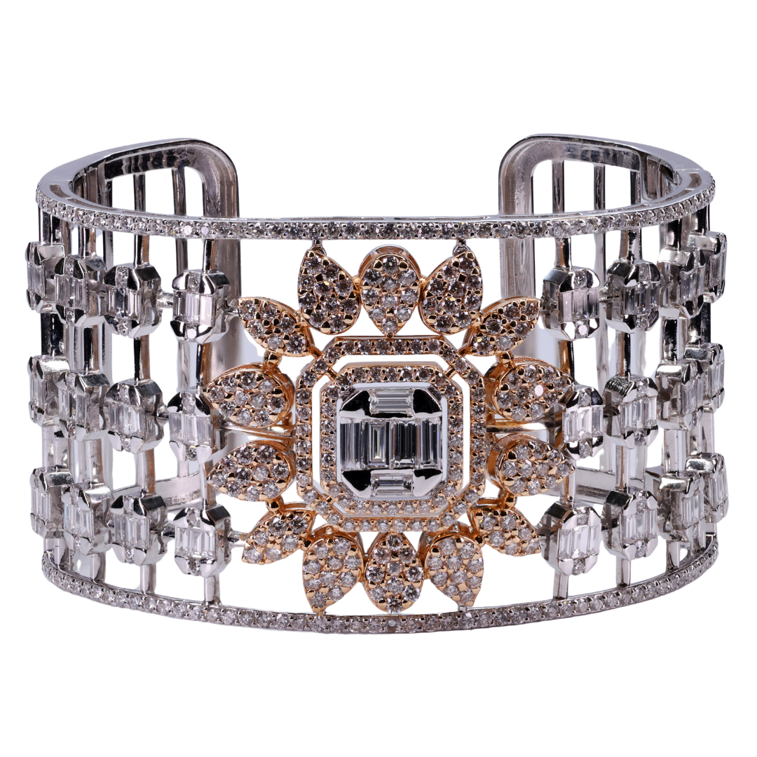 Diamond Blossom Bangle in 18K White Gold