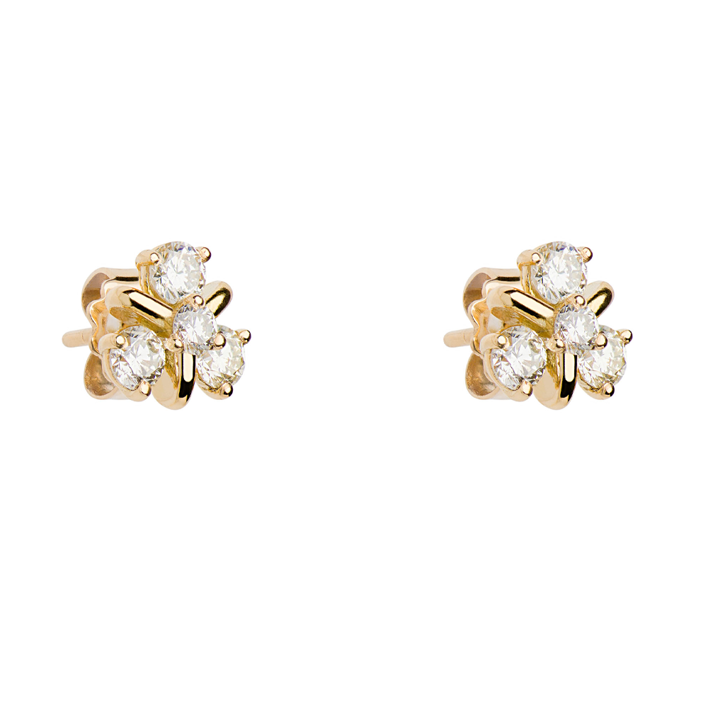 Three-Sided Stones Diamond Earrings in 18K Yellow Gold