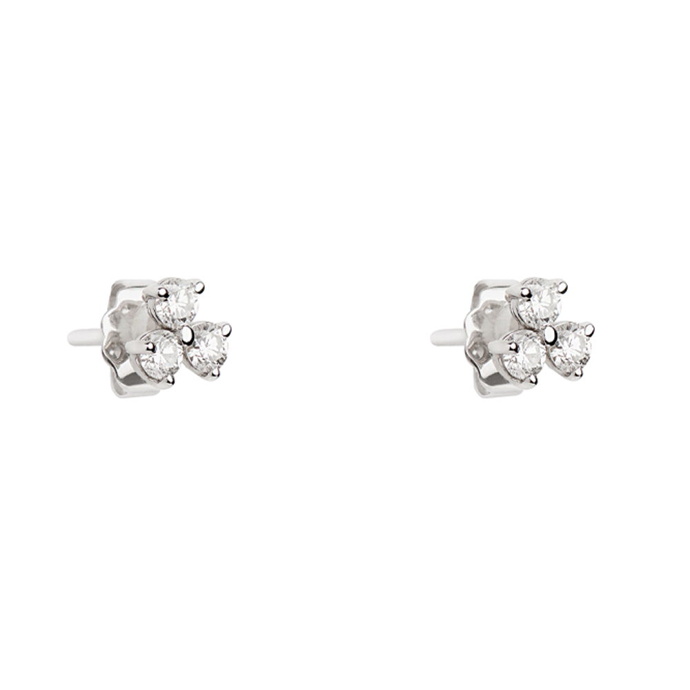 Mini Diamond Trio Earrings in 18K White Gold