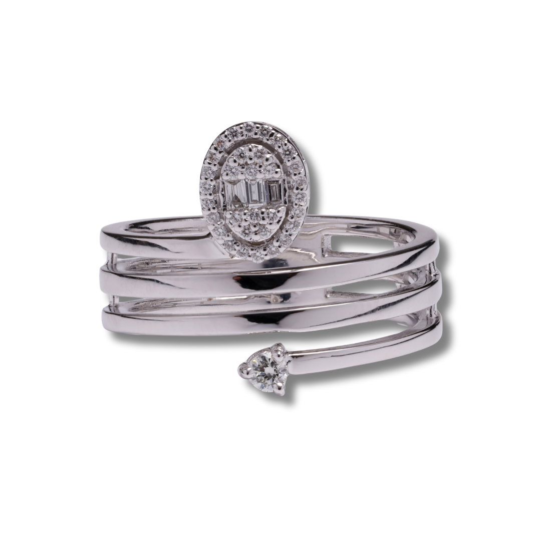 Lustrous Embrace Diamond Ring in 18K White Gold