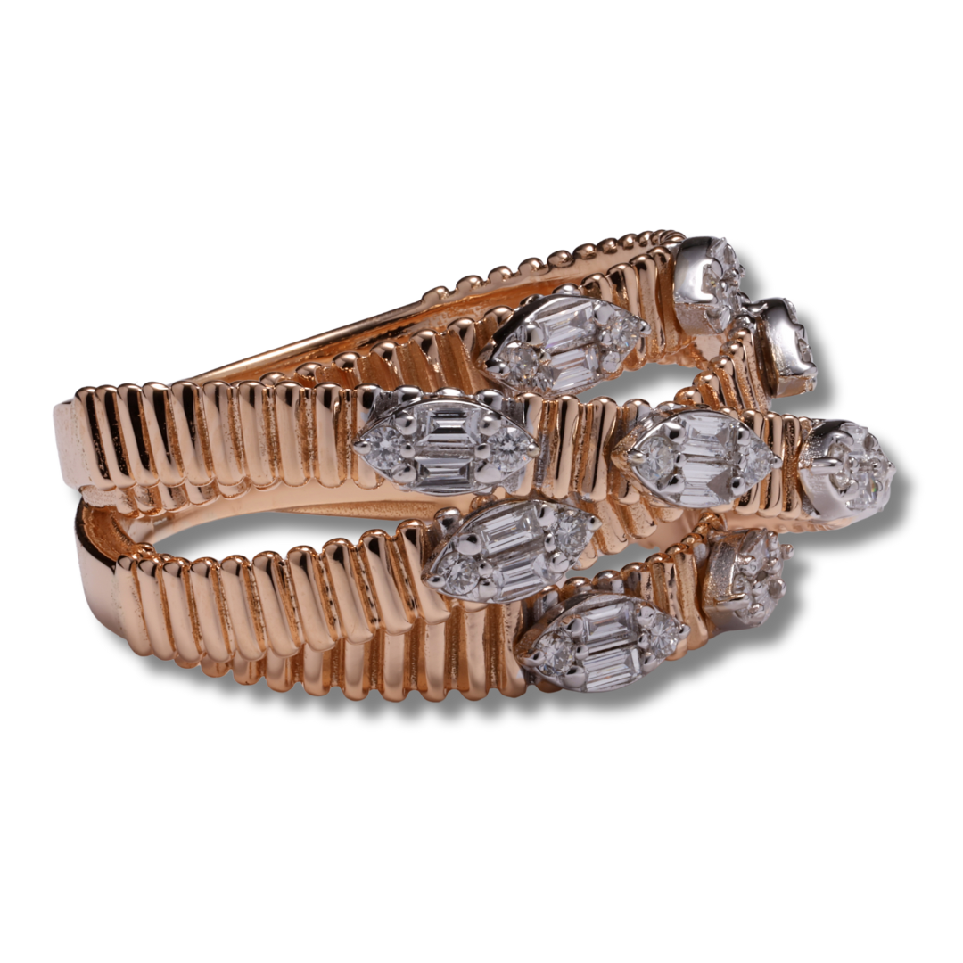 Intertwined Golden Brilliance 18K Rose Gold Ring