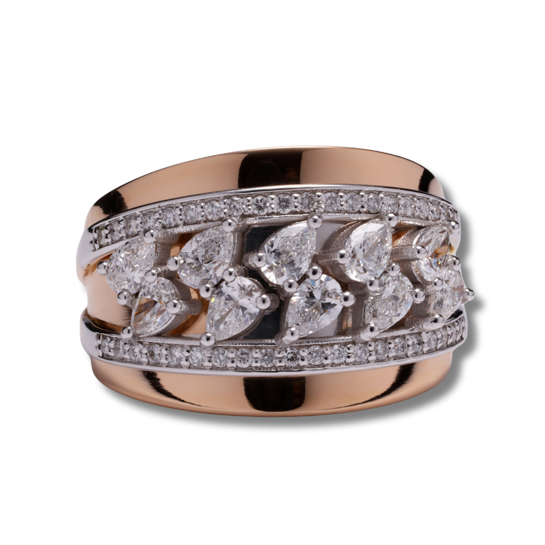 Pear Brilliance Diamond Ring in 18K Rose & White Gold