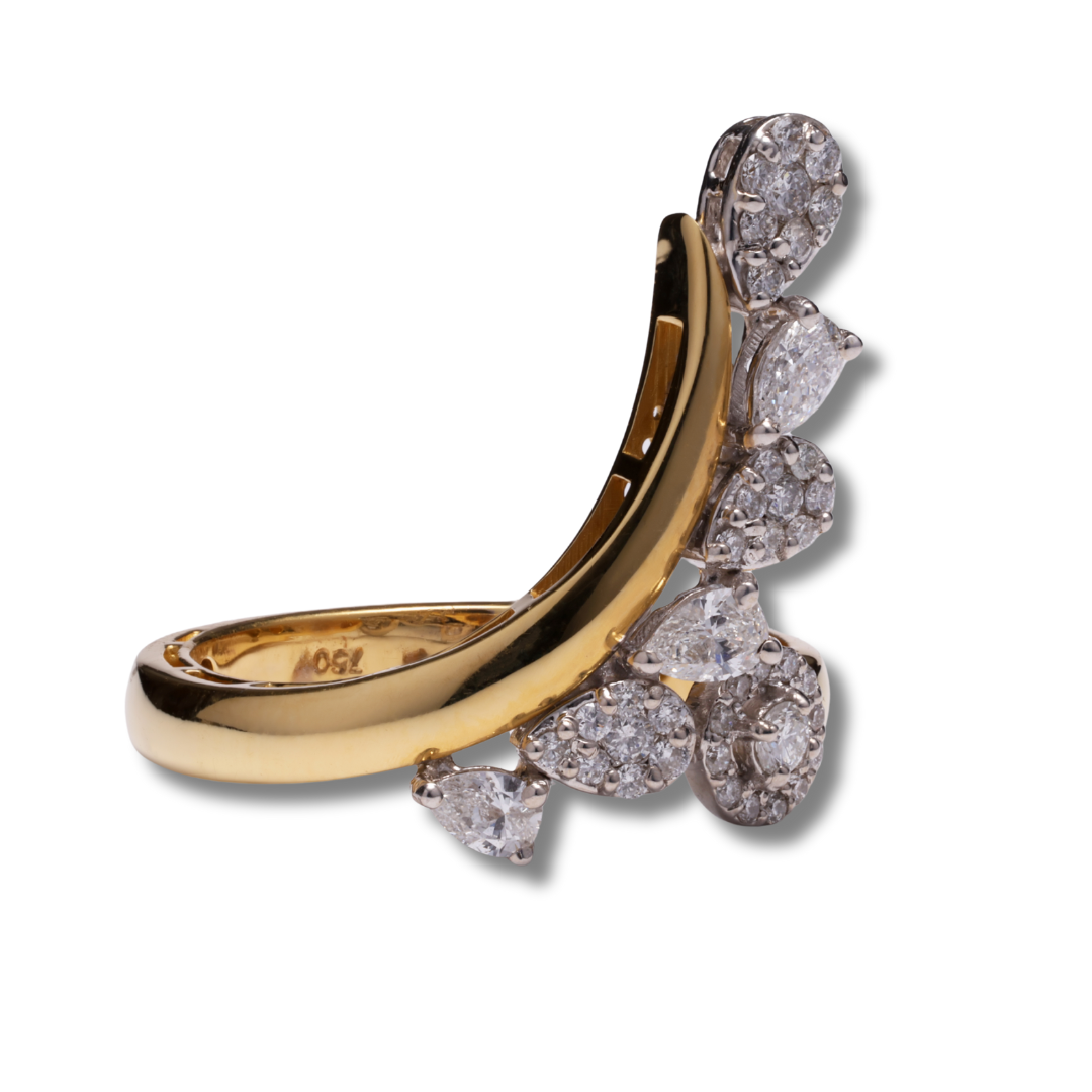 Golden Aurora Diamond Ring in 18K Yellow Gold
