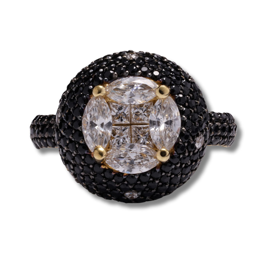 Midnight Brilliance Diamond Ring in 18K Yellow Gold