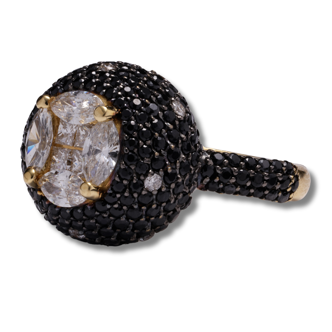 Midnight Brilliance Diamond Ring in 18K Yellow Gold