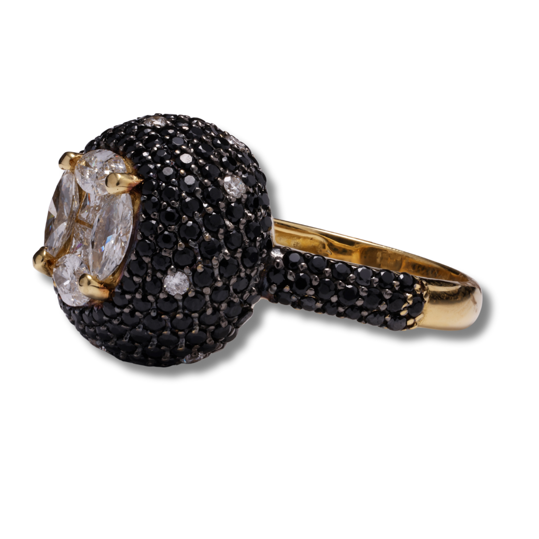 Midnight Brilliance Diamond Ring in 18K Yellow Gold