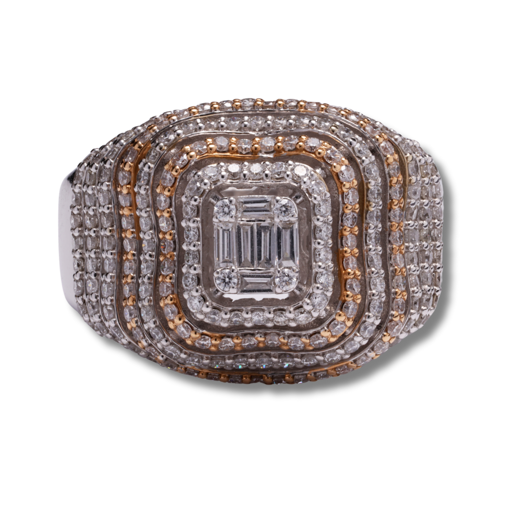 Golden Era Diamond Ring in 18K White & Rose Gold