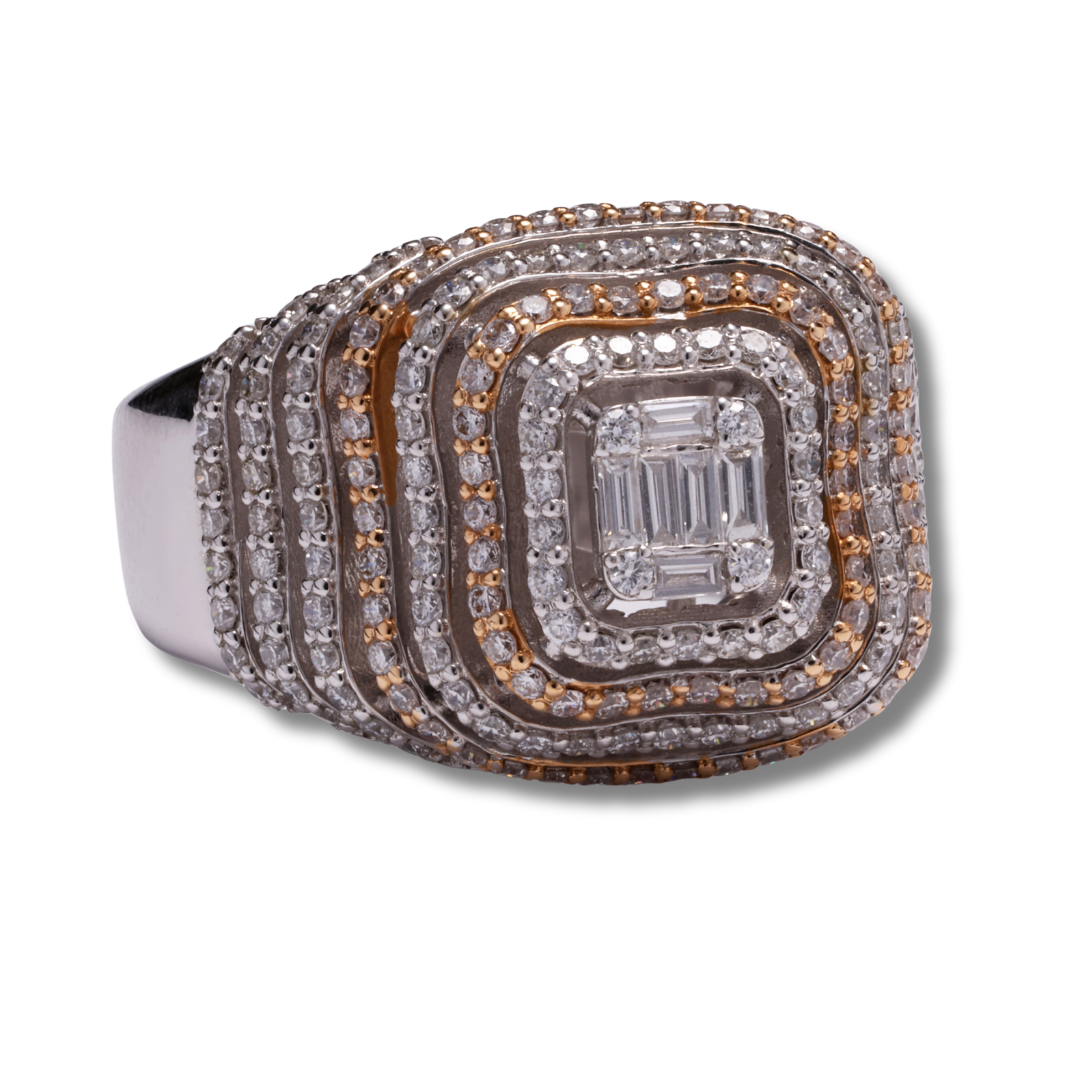 Golden Era Diamond Ring in 18K White & Rose Gold