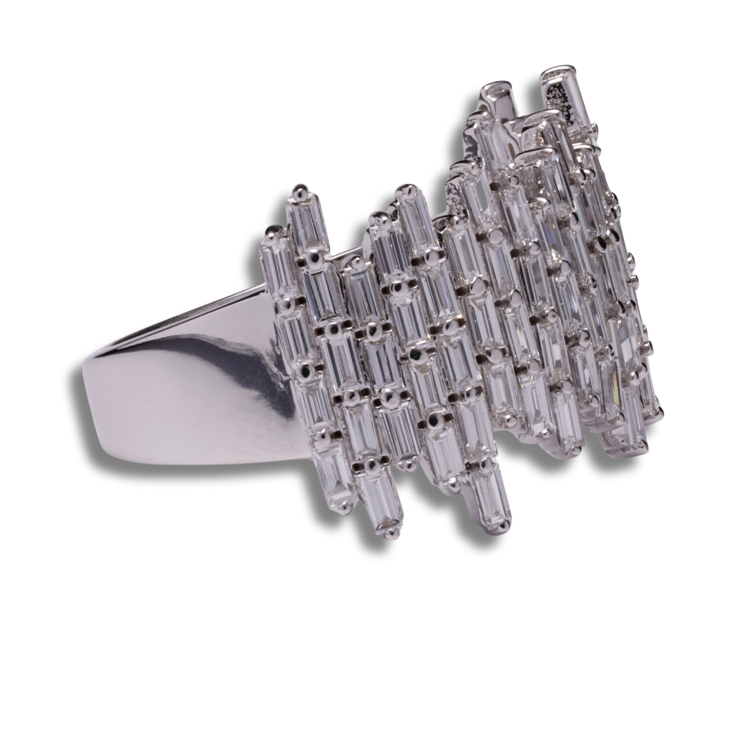 Celestial Cascade Ring in 18K White Gold