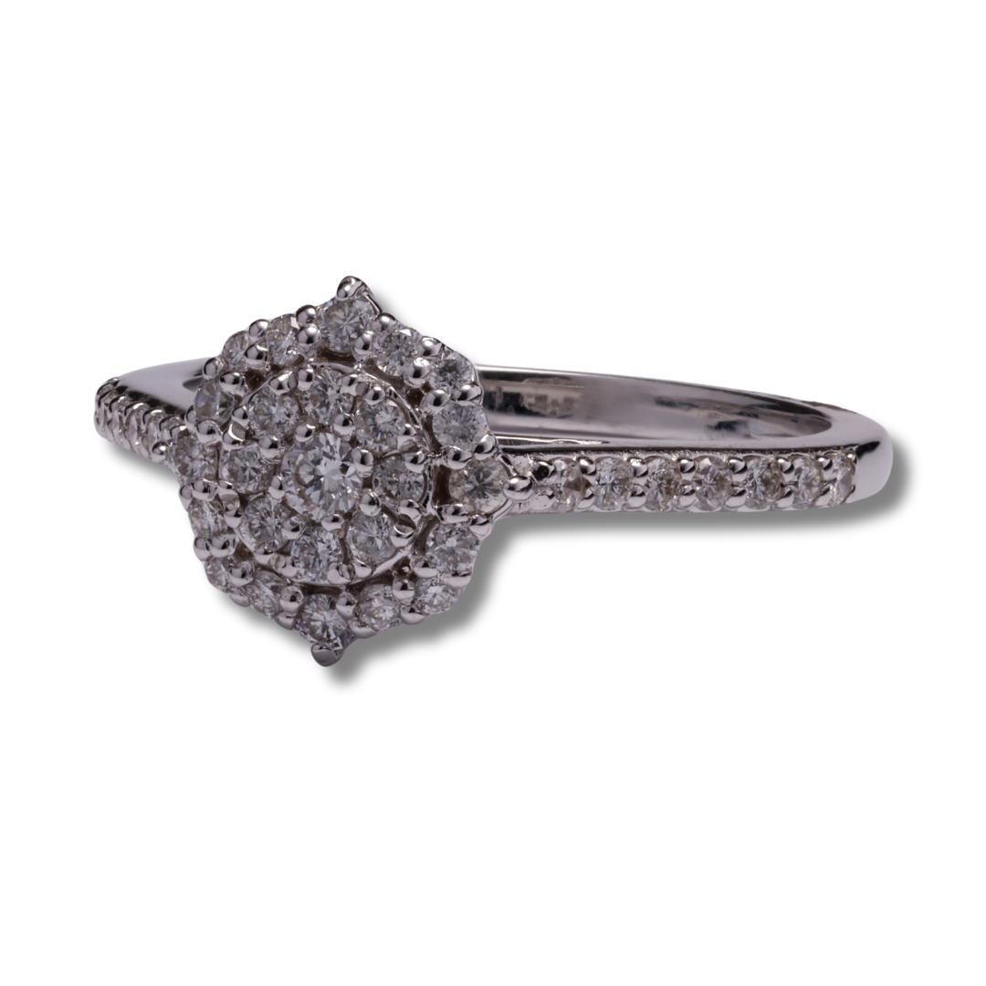 Illusion Bloom Diamond Ring in 18K White gold