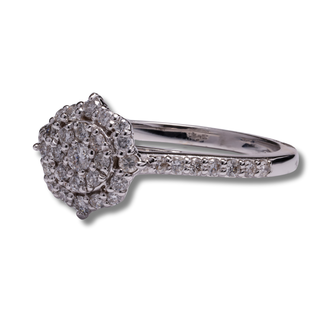 Illusion Bloom Diamond Ring in 18K White gold