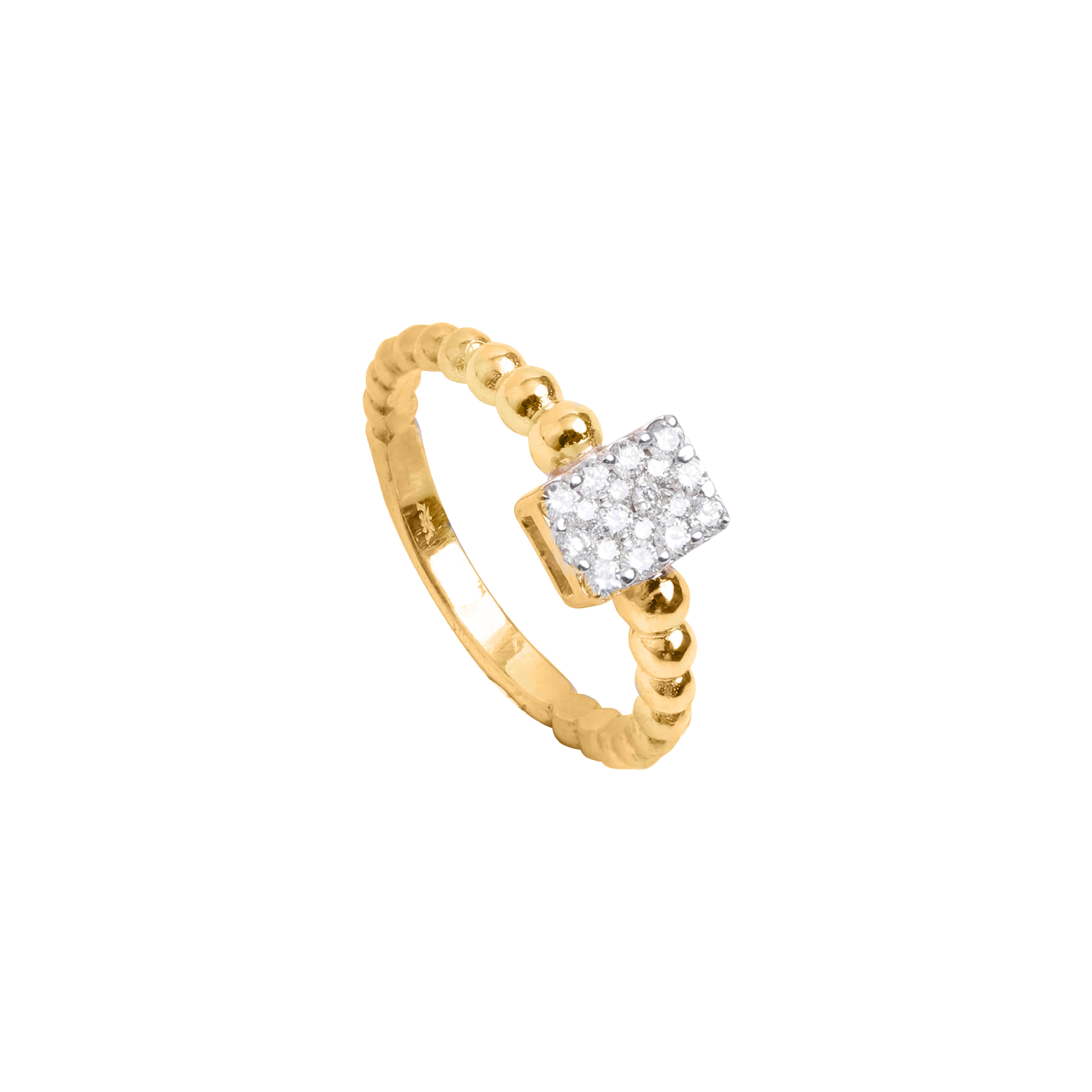 Beaded Diamond Illusion Ring in 18K Yellow Gold