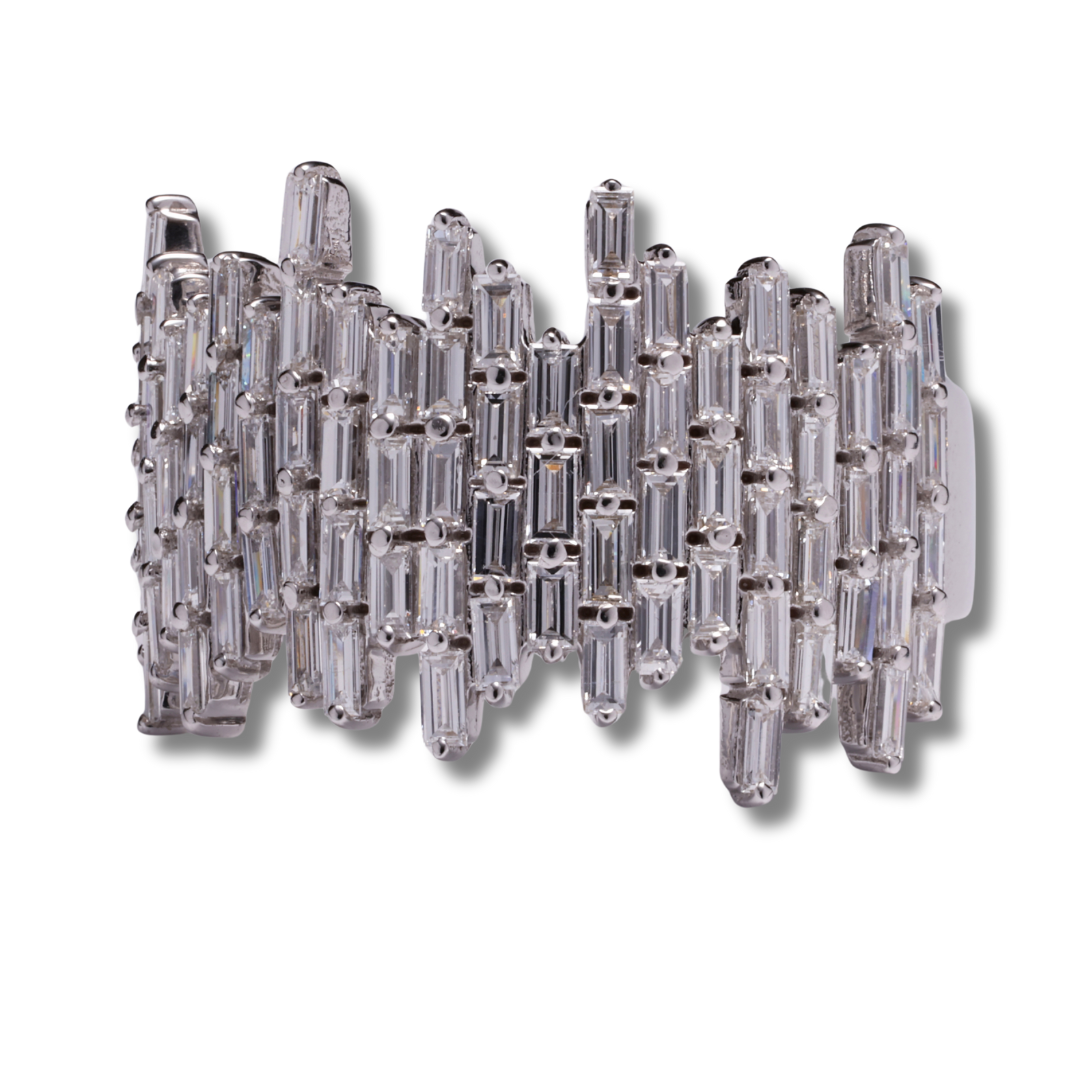 Celestial Cascade Ring in 18K White Gold