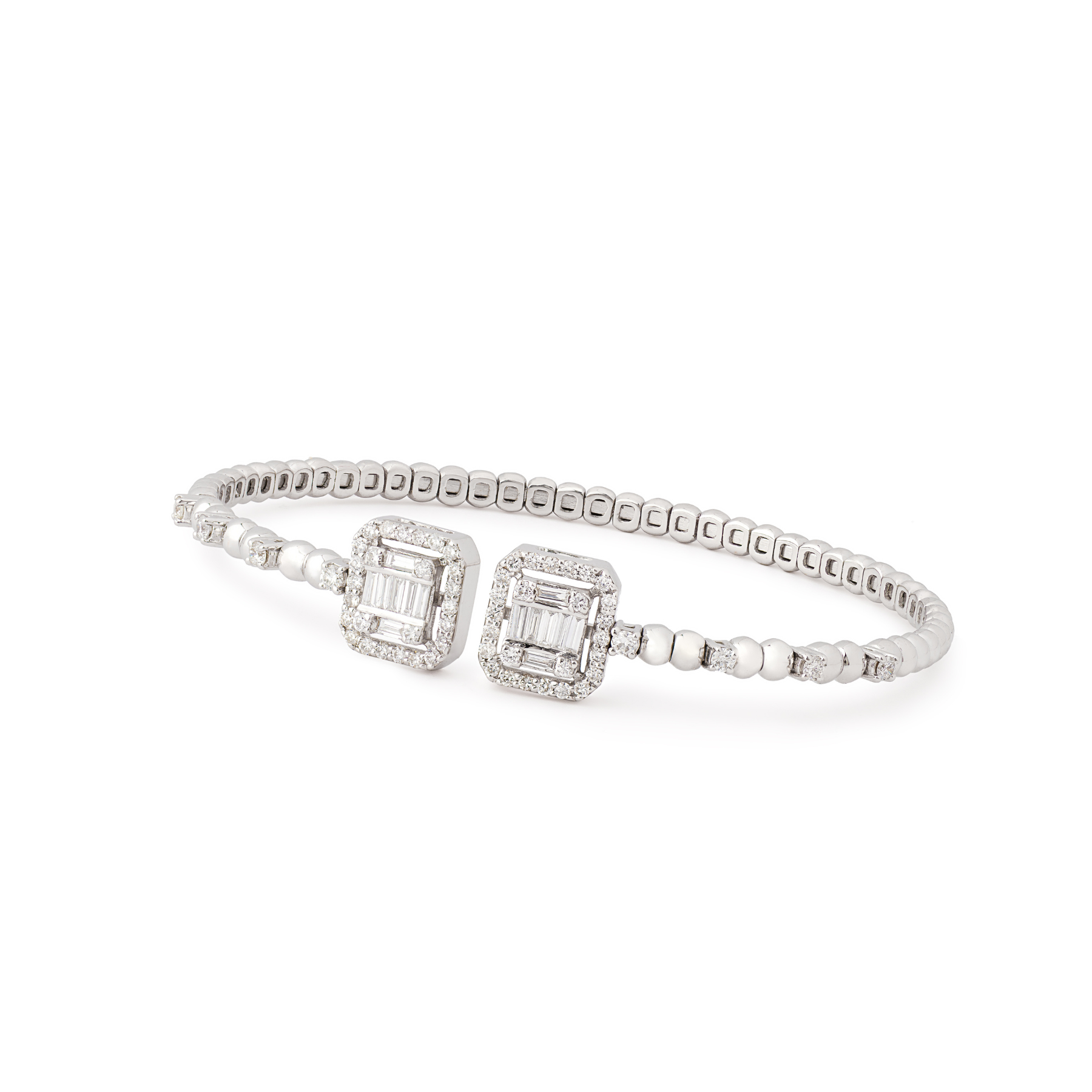 Illusion Emerald Cut Diamond Bracelet in 18K White Gold