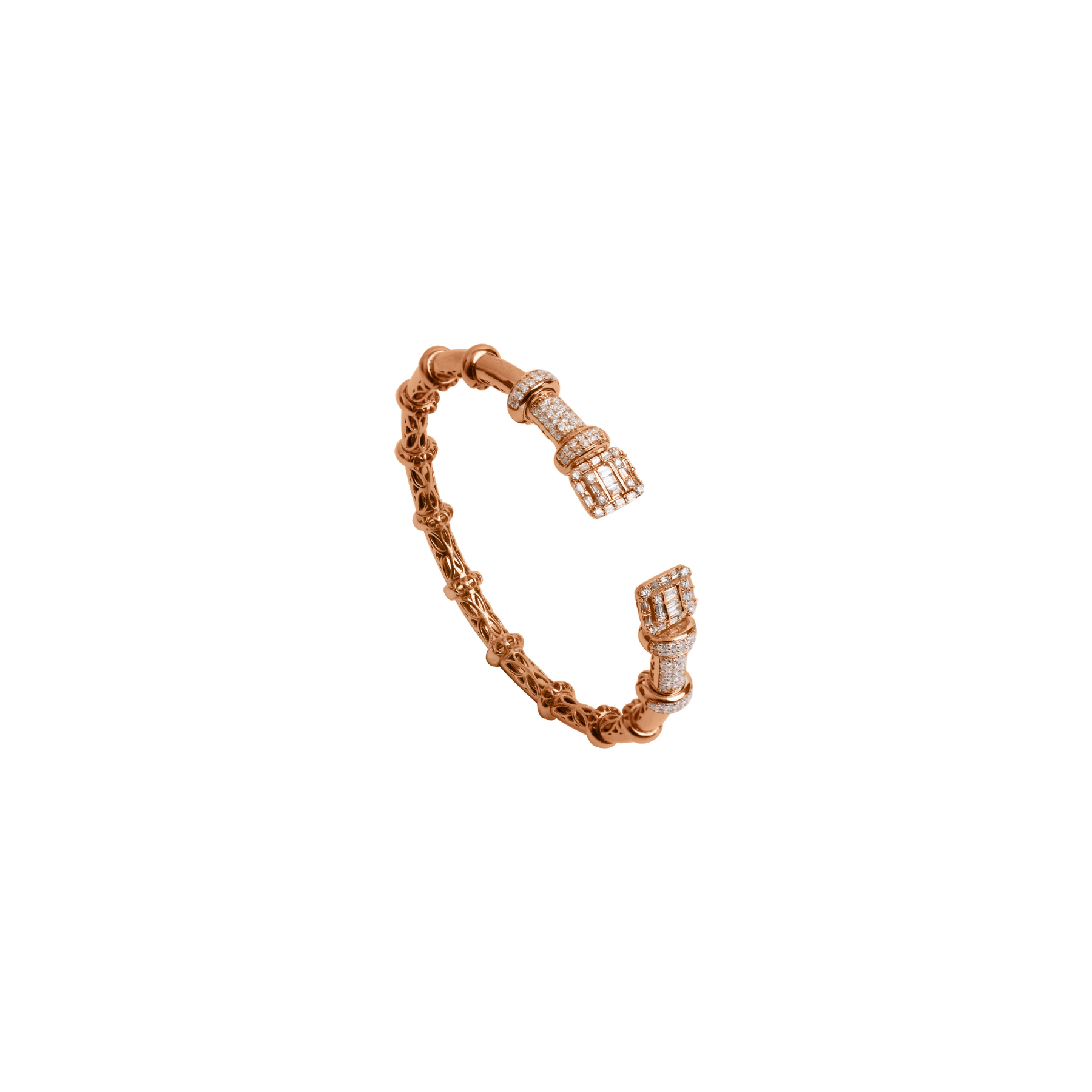 Enchanting Open Diamond Bangle in 18K Rose Gold