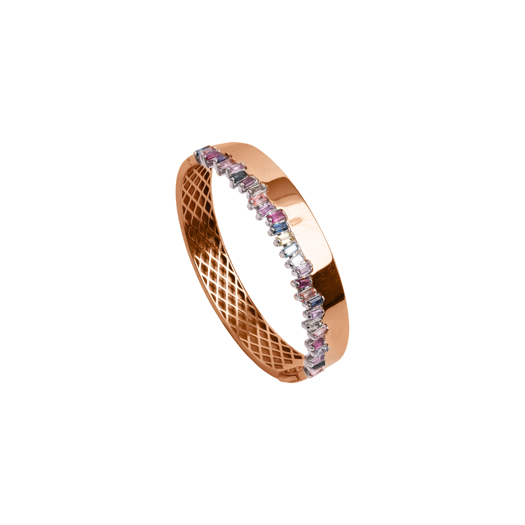 Colored Sapphire Zig-Zag Bangle Bracelet