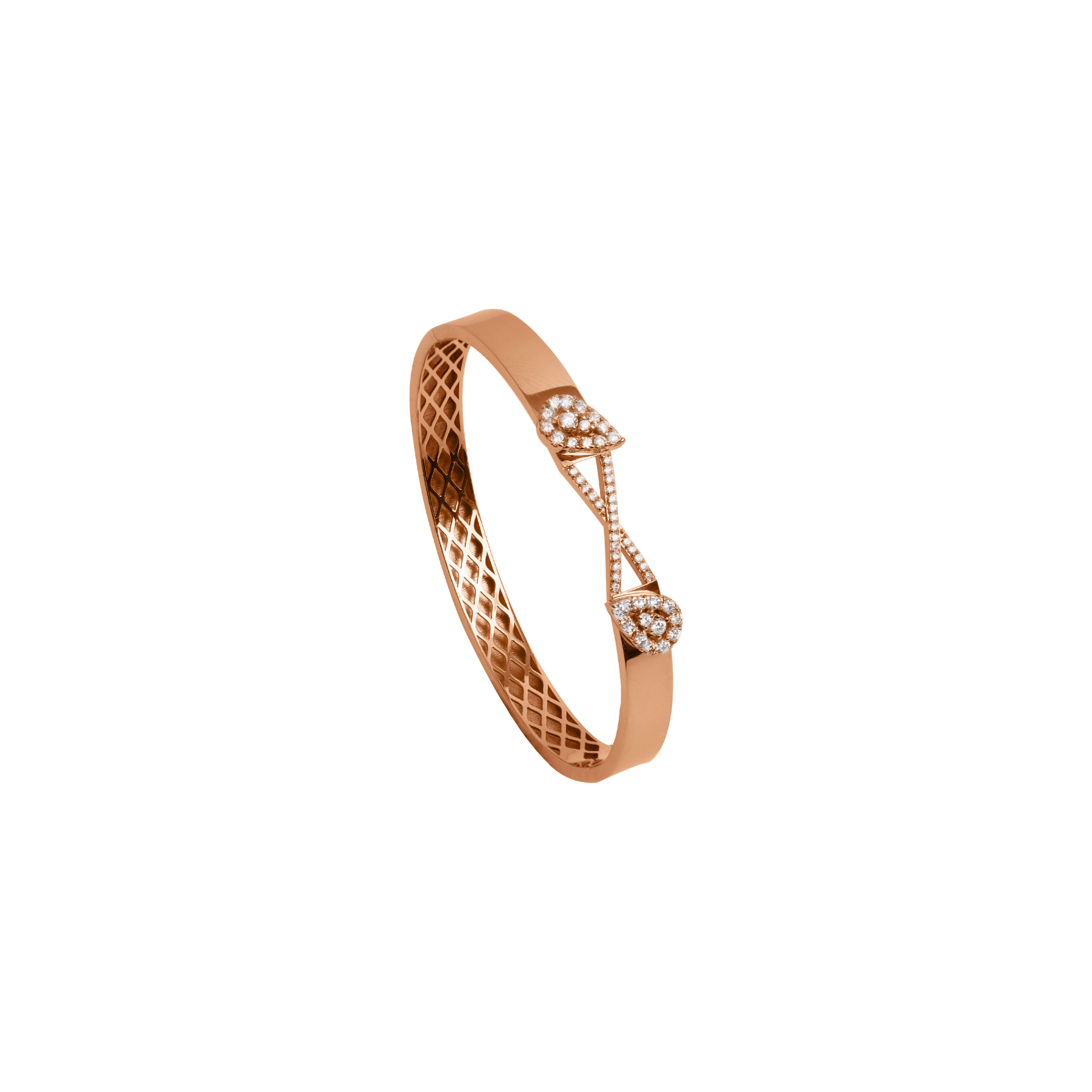 Intertwined Illusion Pear Diamond Bangle in 18K Rose Gold