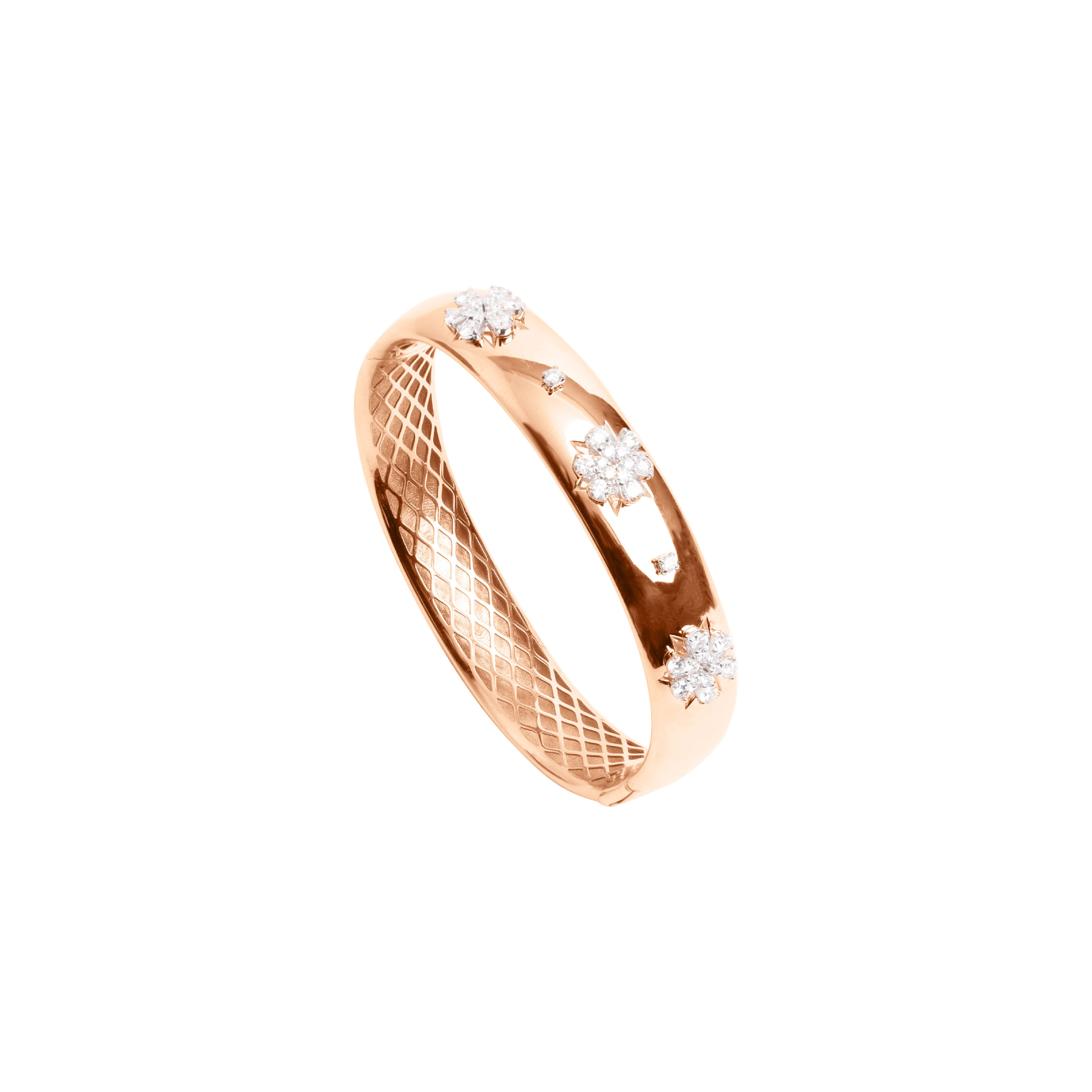 Triple Floral Diamond Bangle in 18K Rose Gold