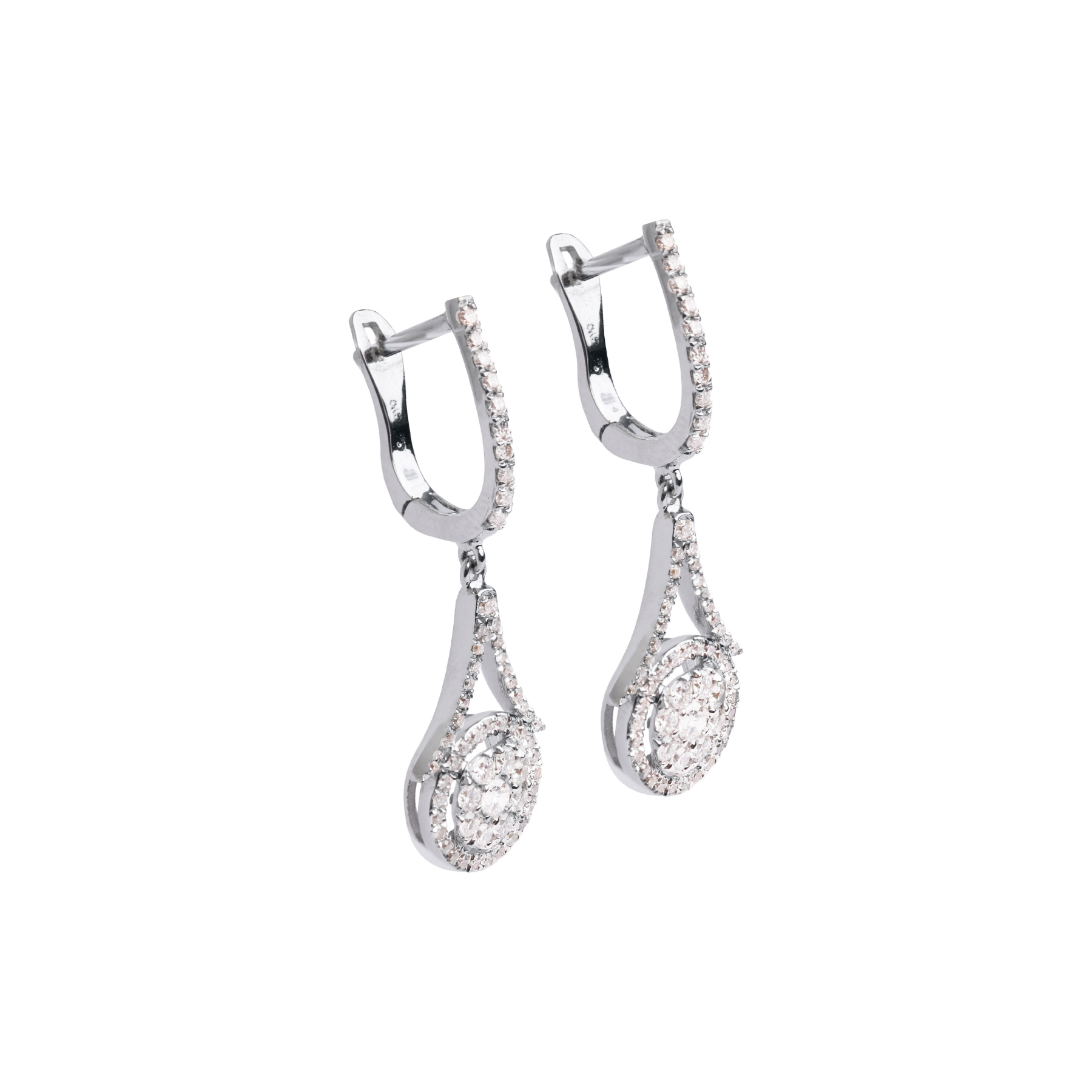 Drop Frame Earrings in 18K White Gold