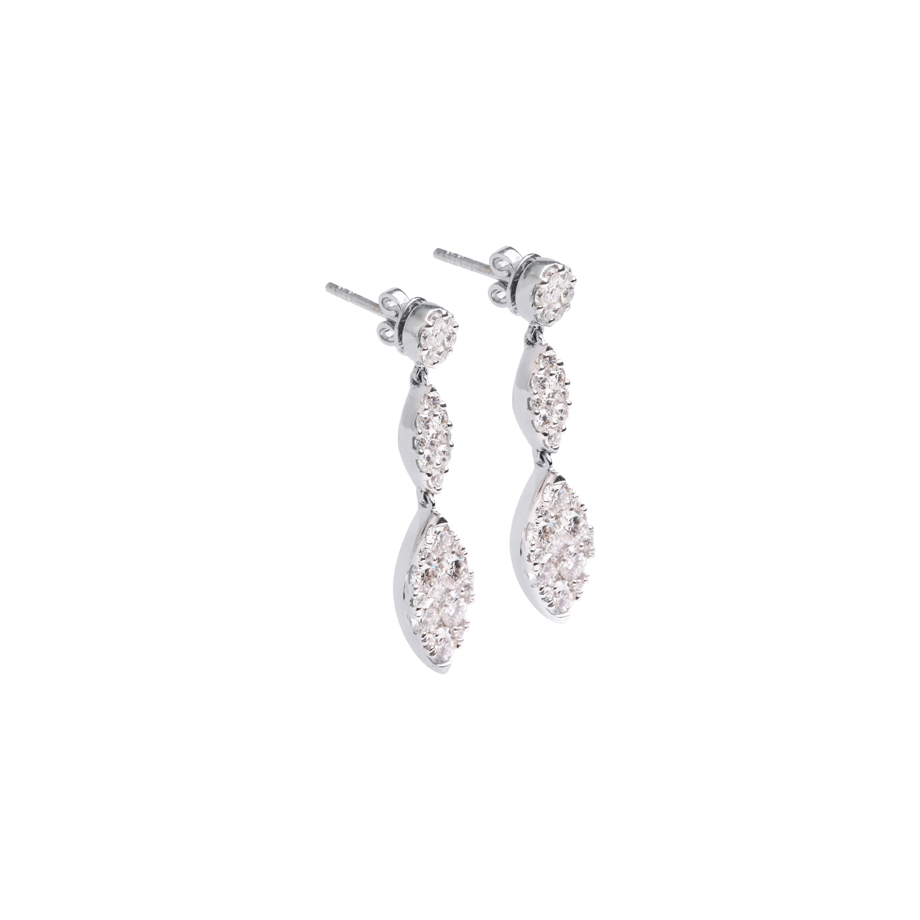 Marquise Illusion Dangling Earrings in 18K White Gold