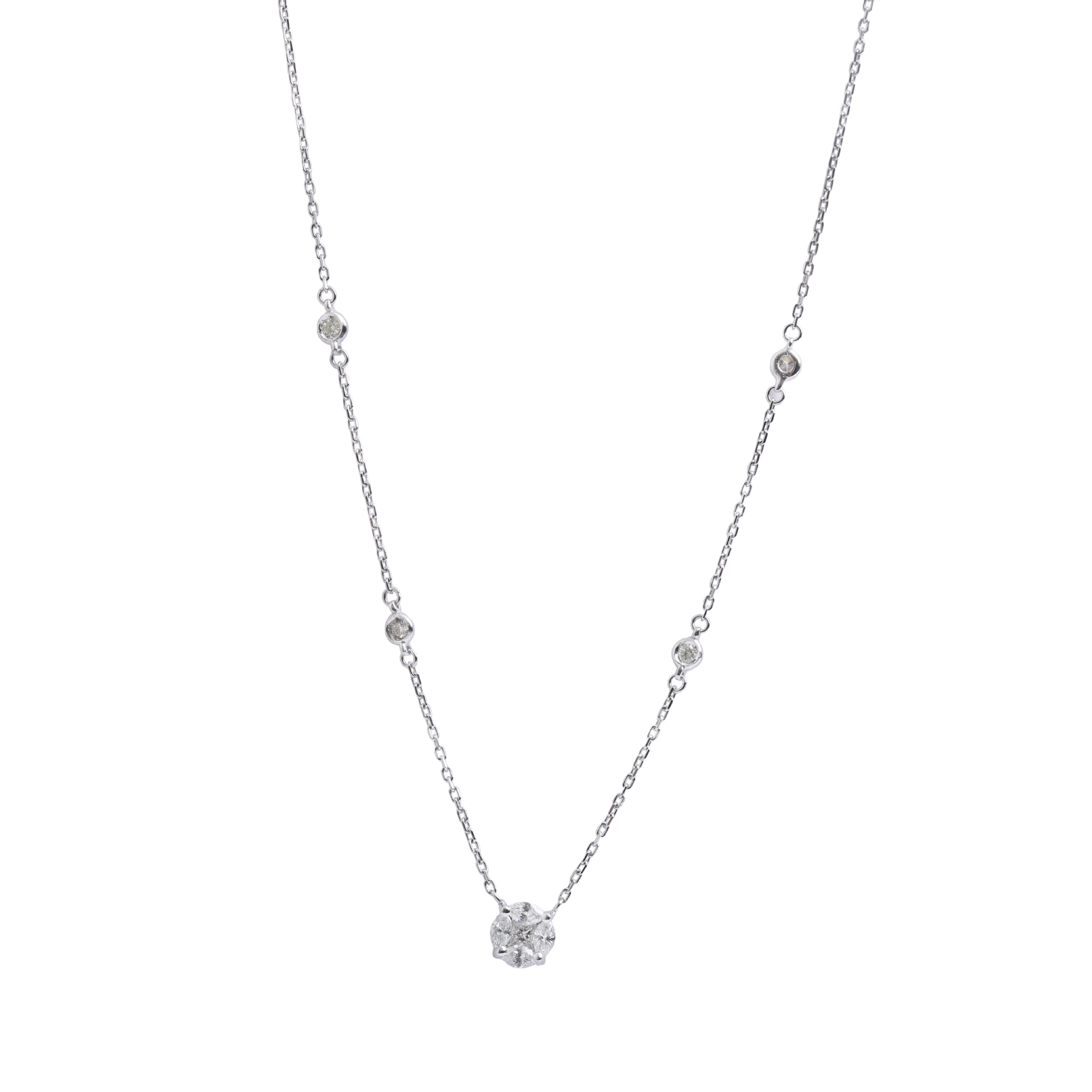 18K White Gold Illusion Diamond Necklace