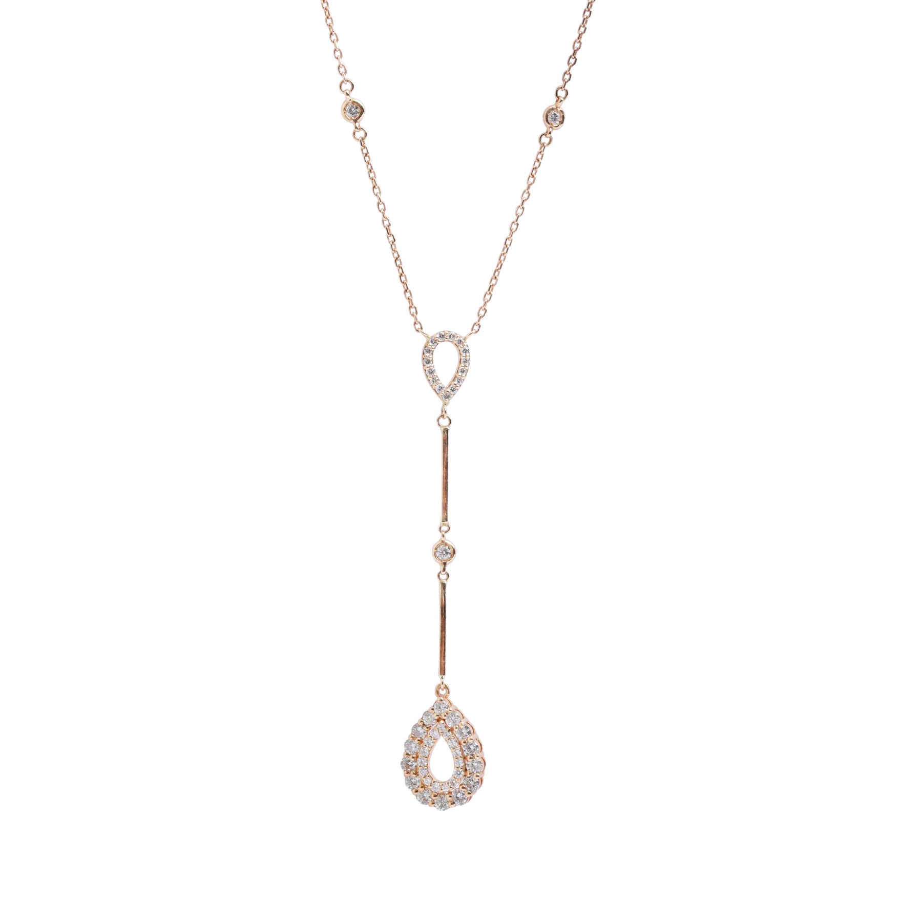 Dangling Diamond Pears Necklace