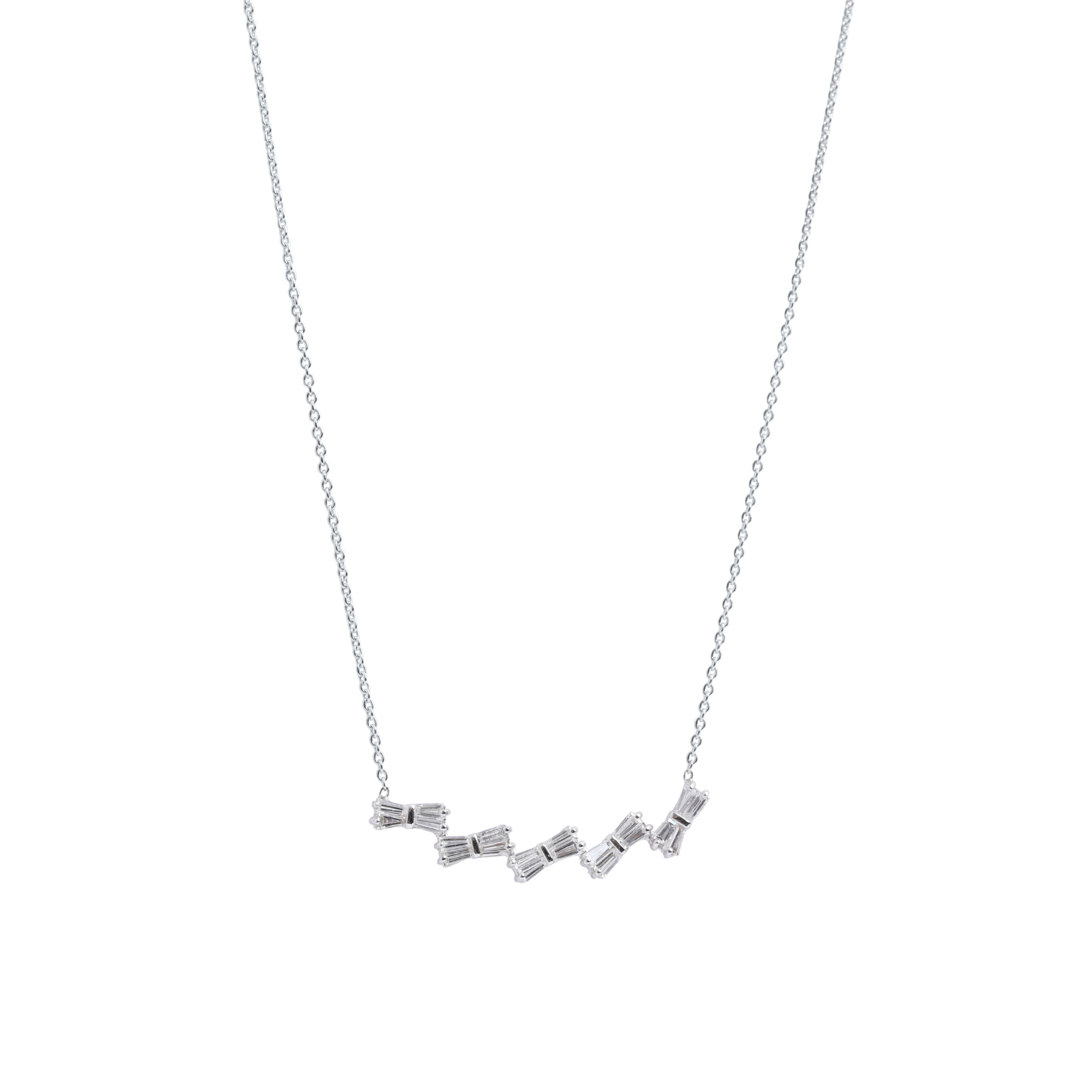 Scattered Butterflies in Baguette Diamonds Necklace