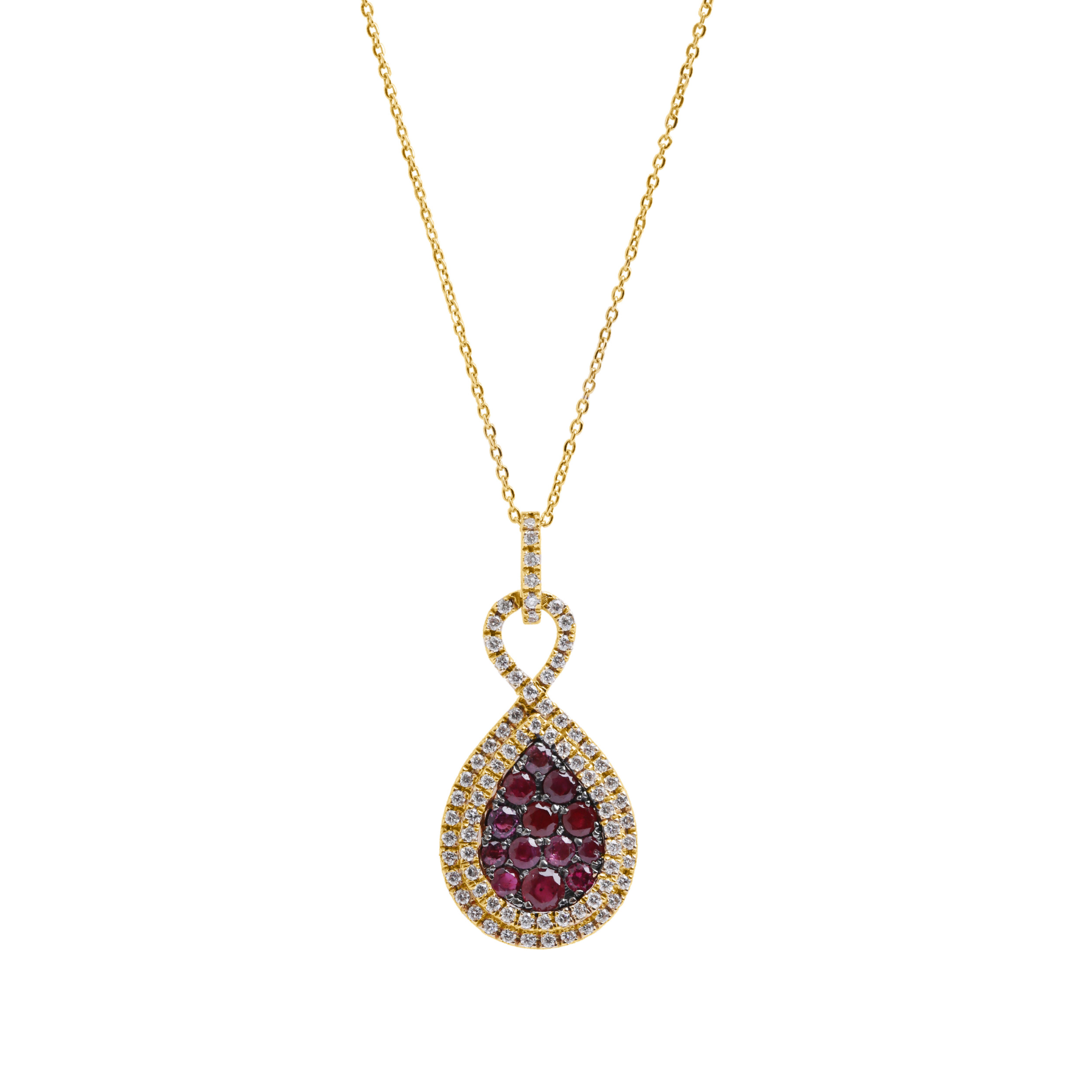 Infinity Diamond Ruby Drop Pendant
